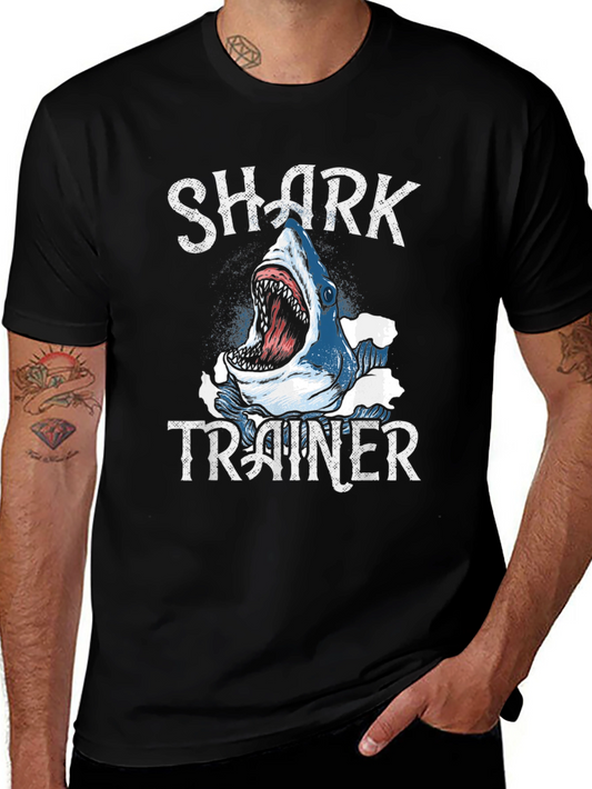 Shark Trainer Graphic Tee - Black Cotton T-Shirt