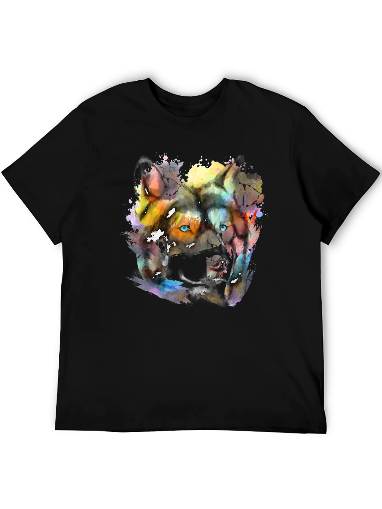 Abstract Wolf Graphic Print T-Shirt