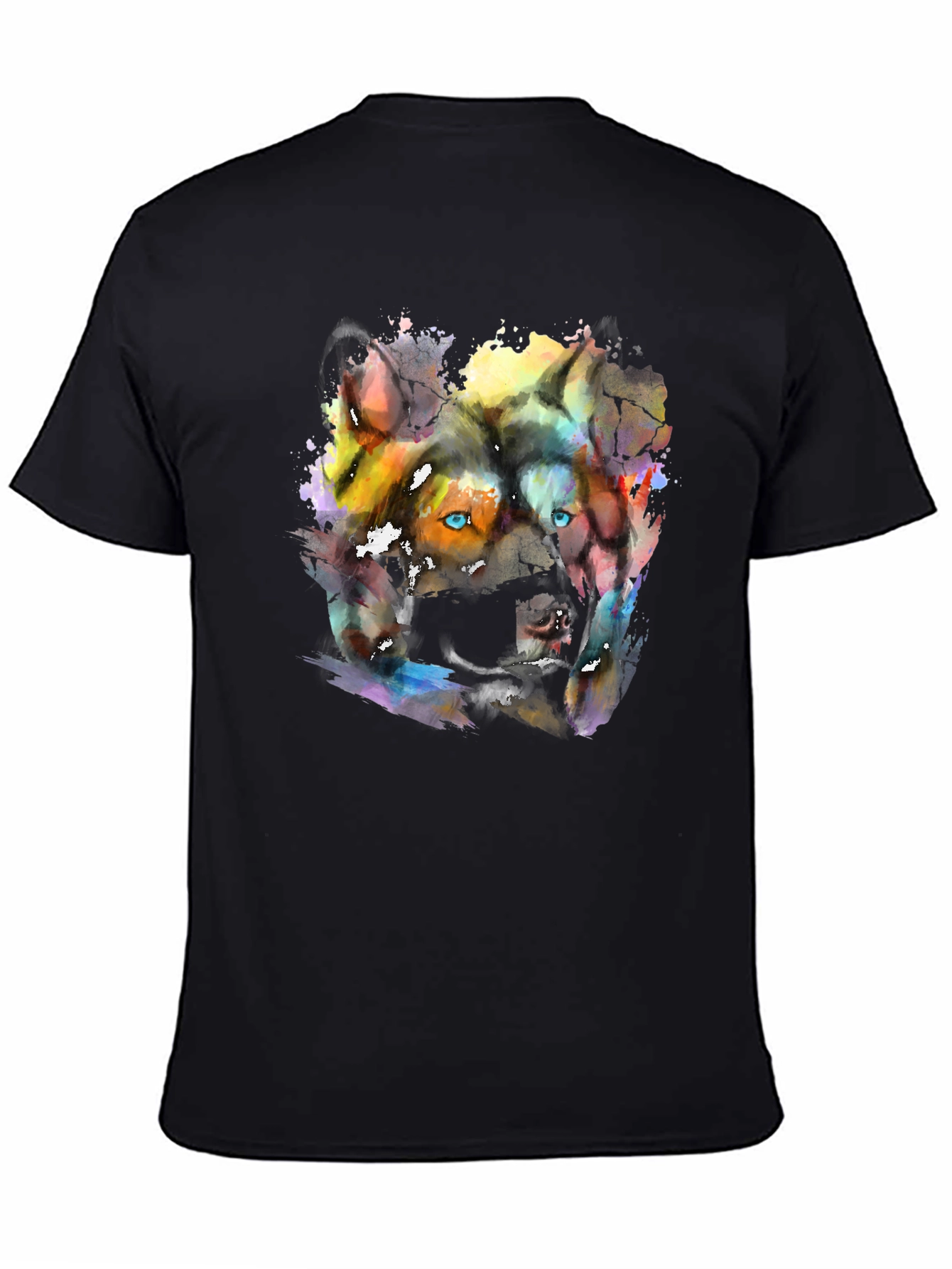 Abstract Wolf Graphic Print T-Shirt