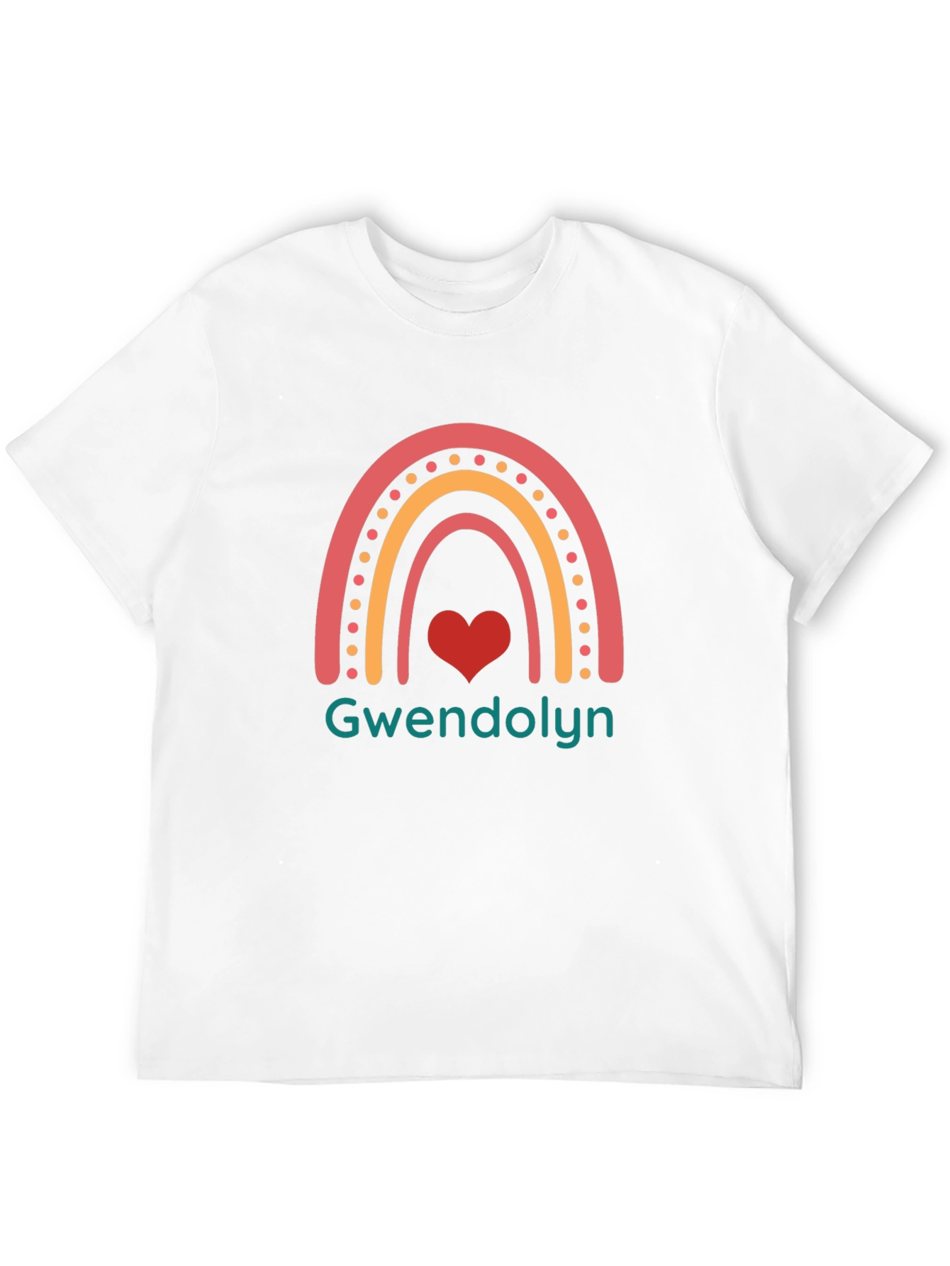 Gwendolyn Rainbow Heart Personalized Black T-Shirt