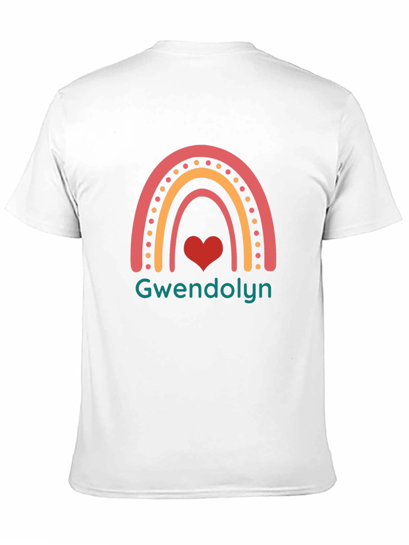 Gwendolyn Rainbow Heart Personalized Black T-Shirt