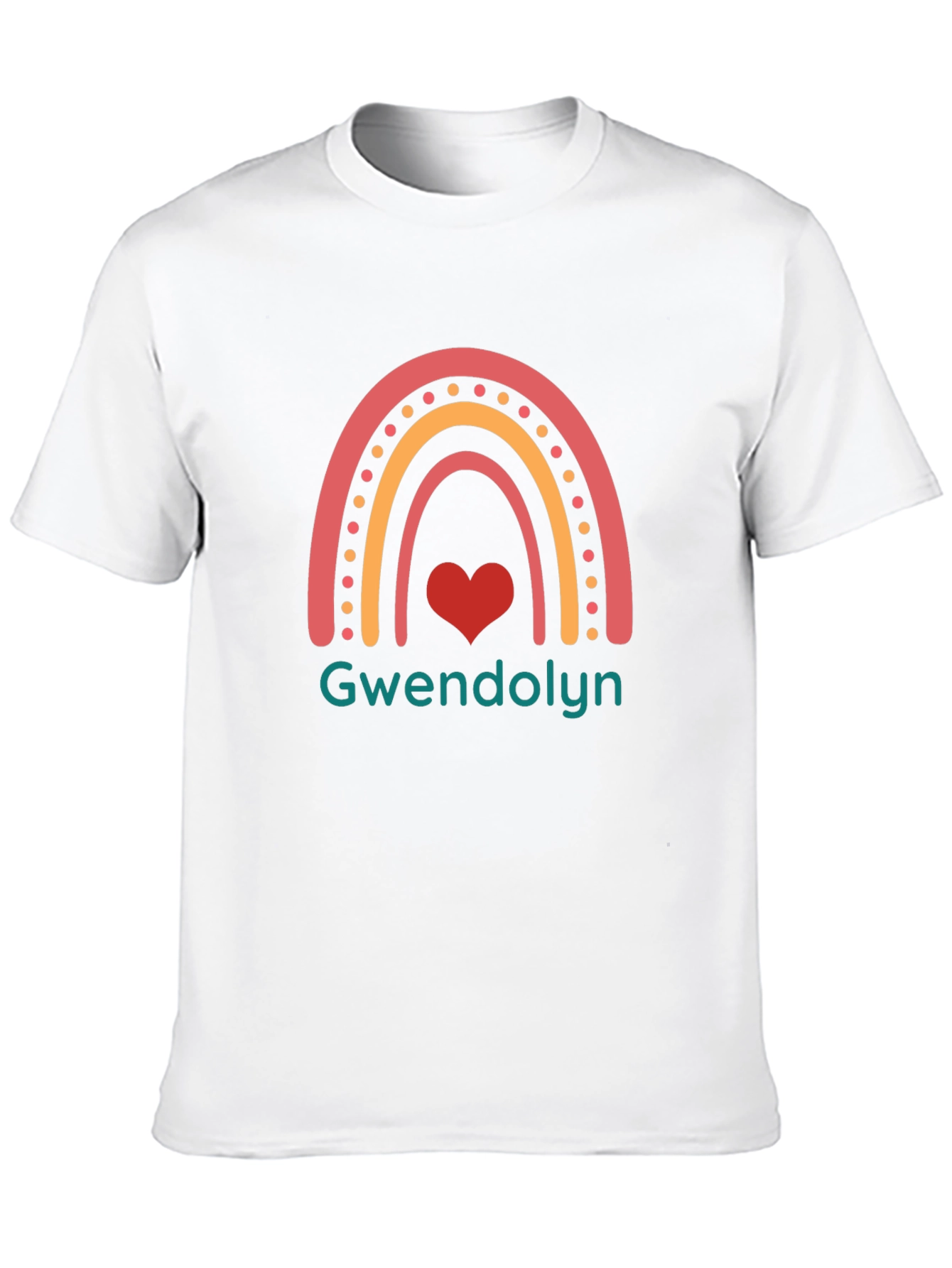 Gwendolyn Rainbow Heart Personalized Black T-Shirt