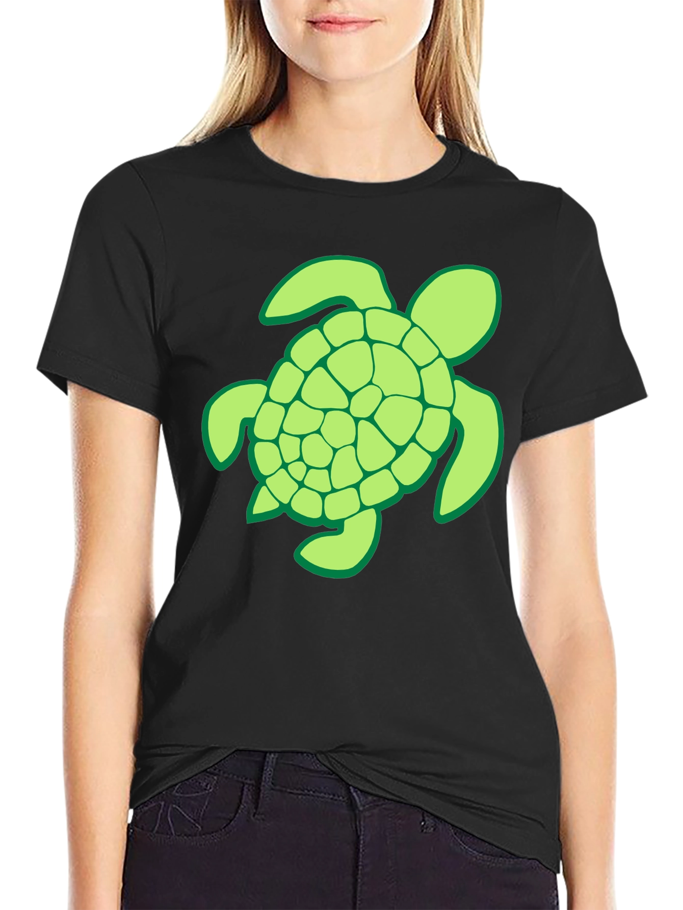 Turtle Graphic T-Shirt - Casual Black Tee