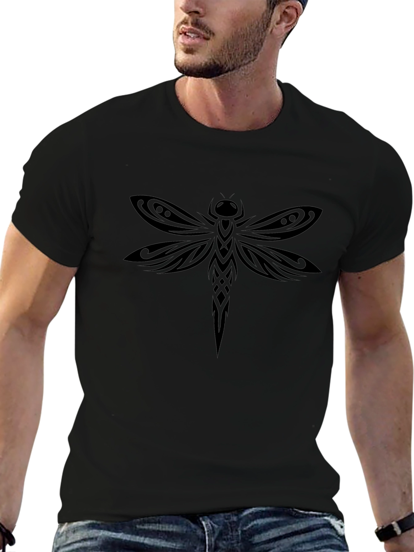 Black Dragonfly Graphic T-Shirt - Stylish Casual Wear