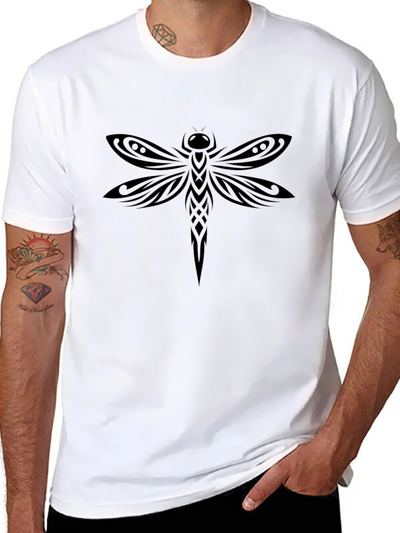 Black Dragonfly Graphic T-Shirt - Stylish Casual Wear