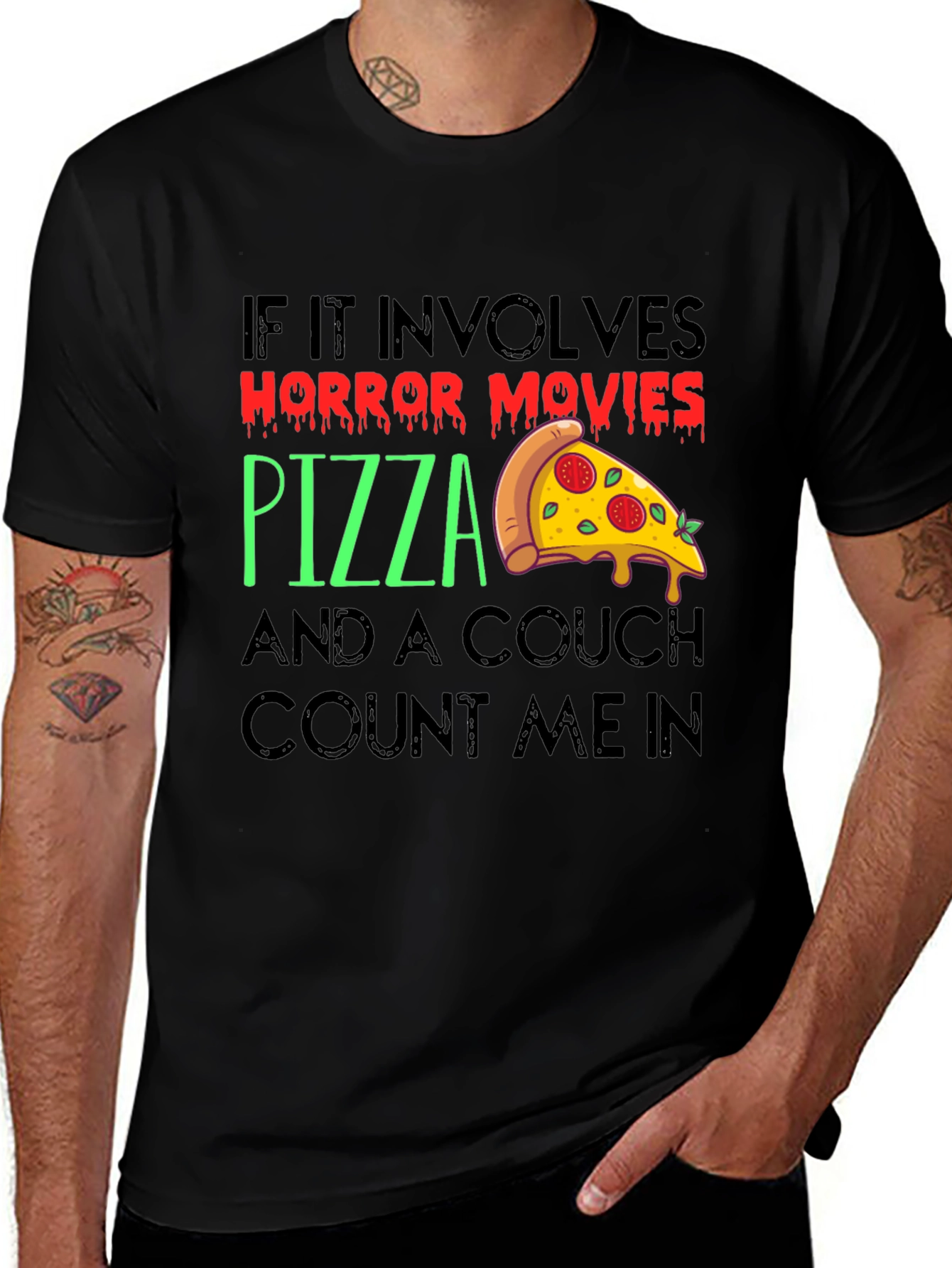 Horror Movies Pizza Couch T-Shirt