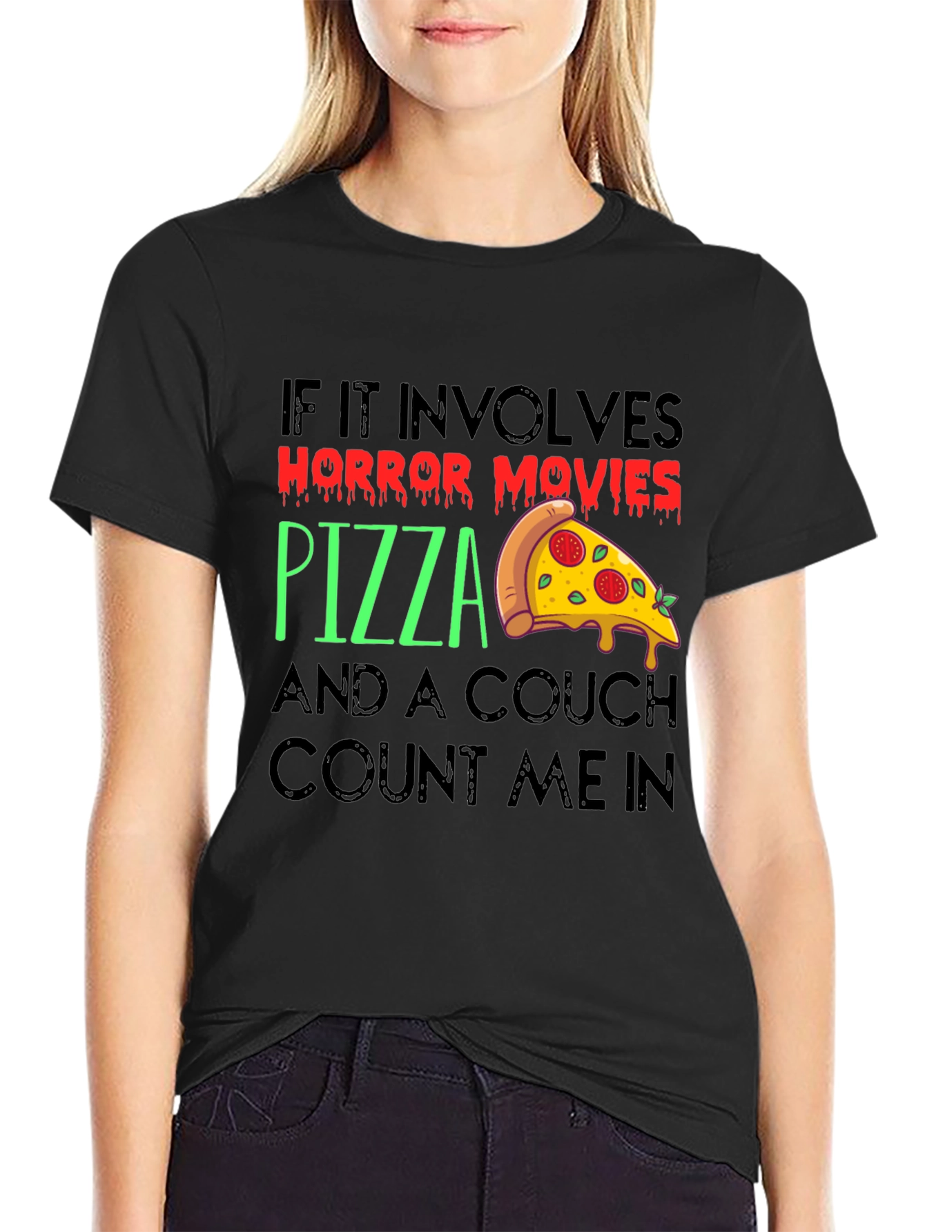 Horror Movies Pizza Couch T-Shirt