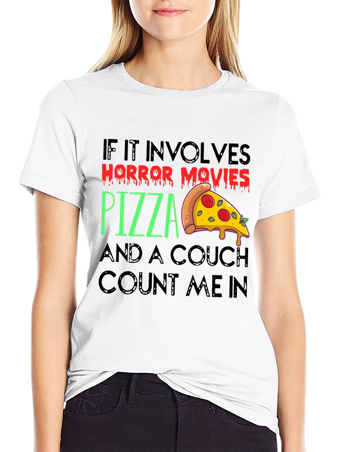 Horror Movies Pizza Couch T-Shirt