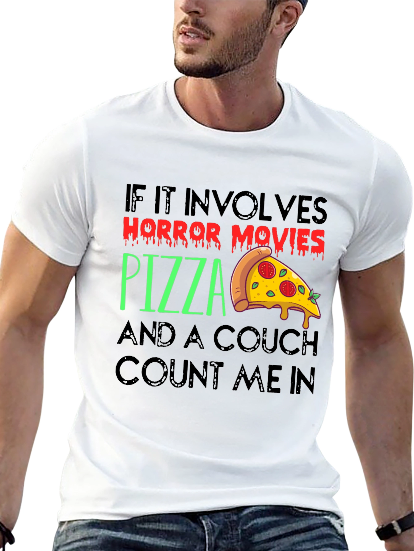 Horror Movies Pizza Couch T-Shirt