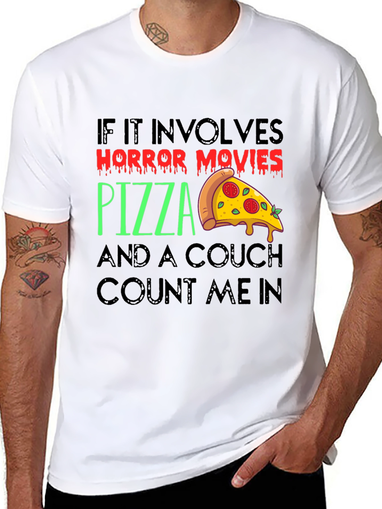 Horror Movies Pizza Couch T-Shirt