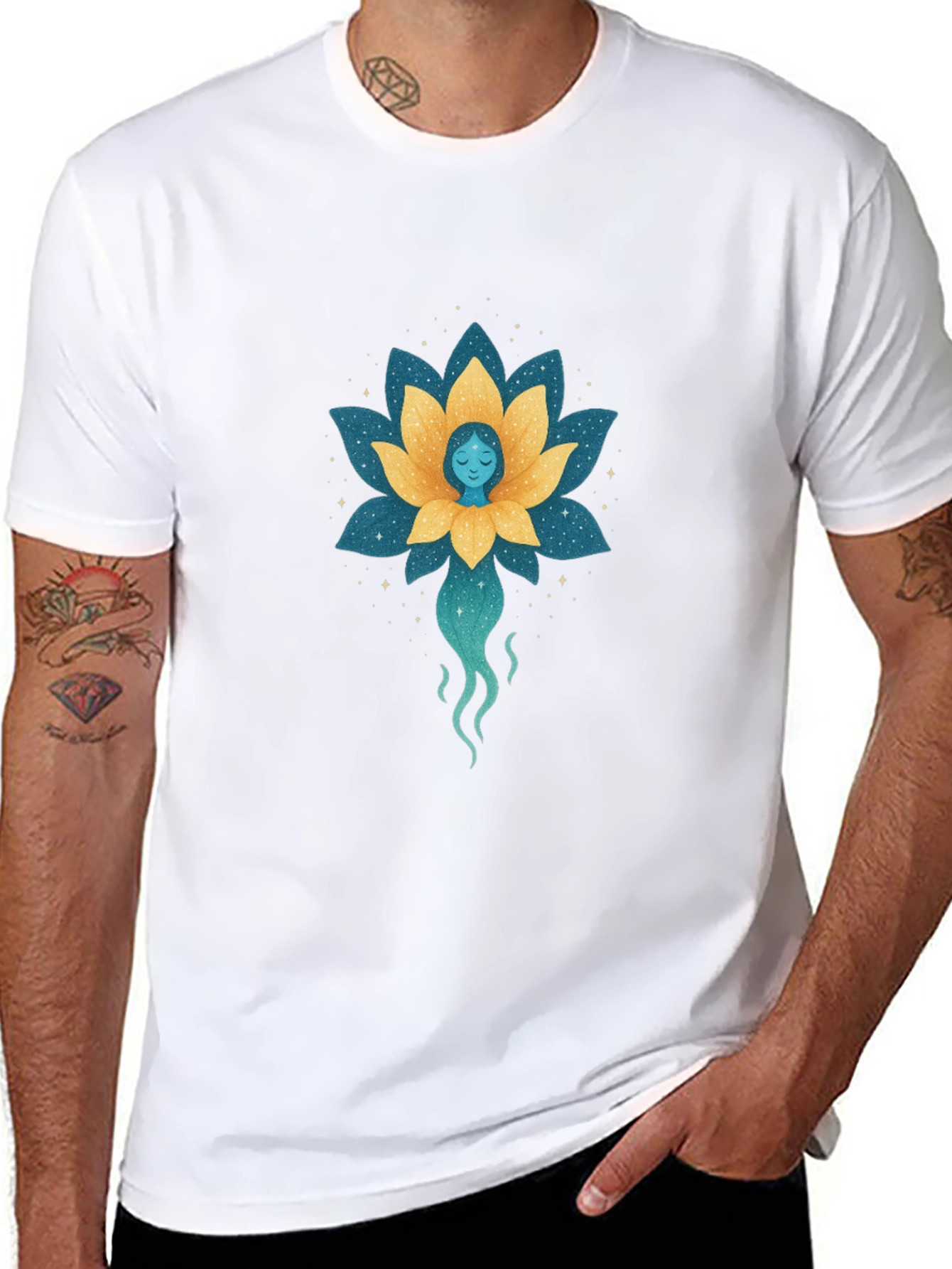 Lotus Flower Spirit Graphic Tee - Black