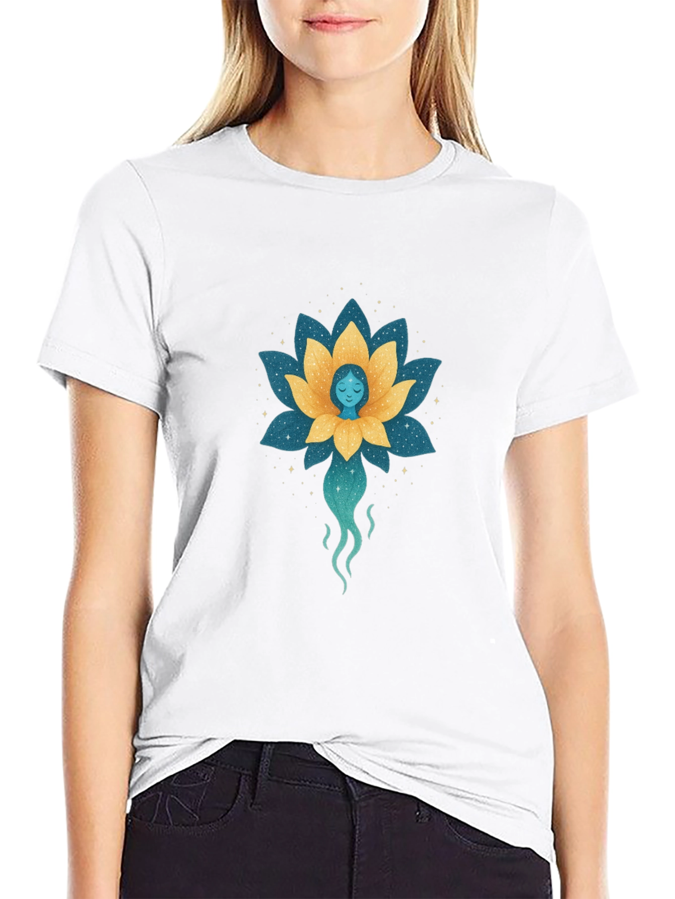 Lotus Flower Spirit Graphic Tee - Black