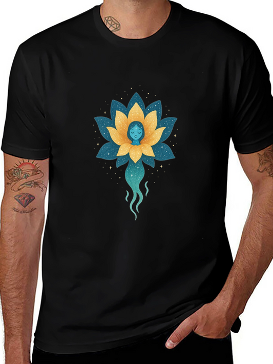 Lotus Flower Spirit Graphic Tee - Black