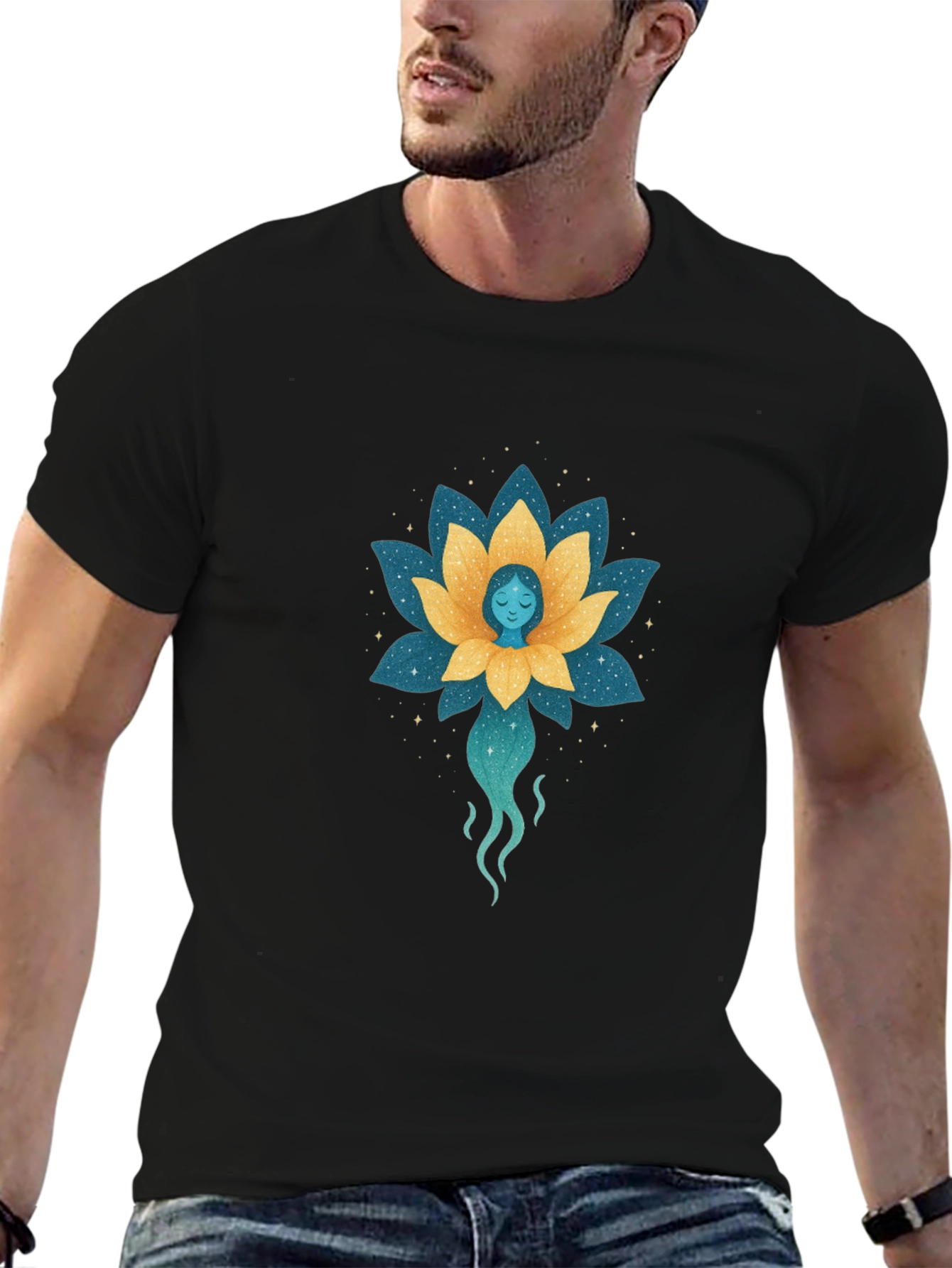 Lotus Flower Spirit Graphic Tee - Black