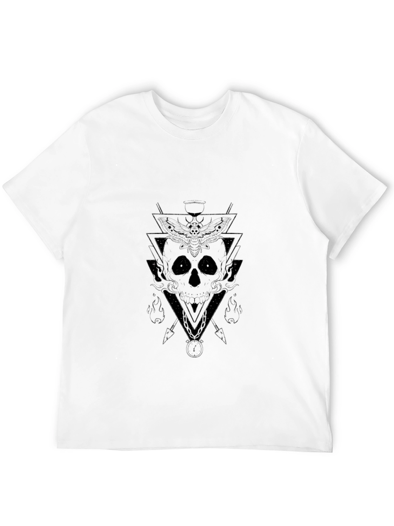 Geometric Skull Graphic Tee - Black Cotton Shirt