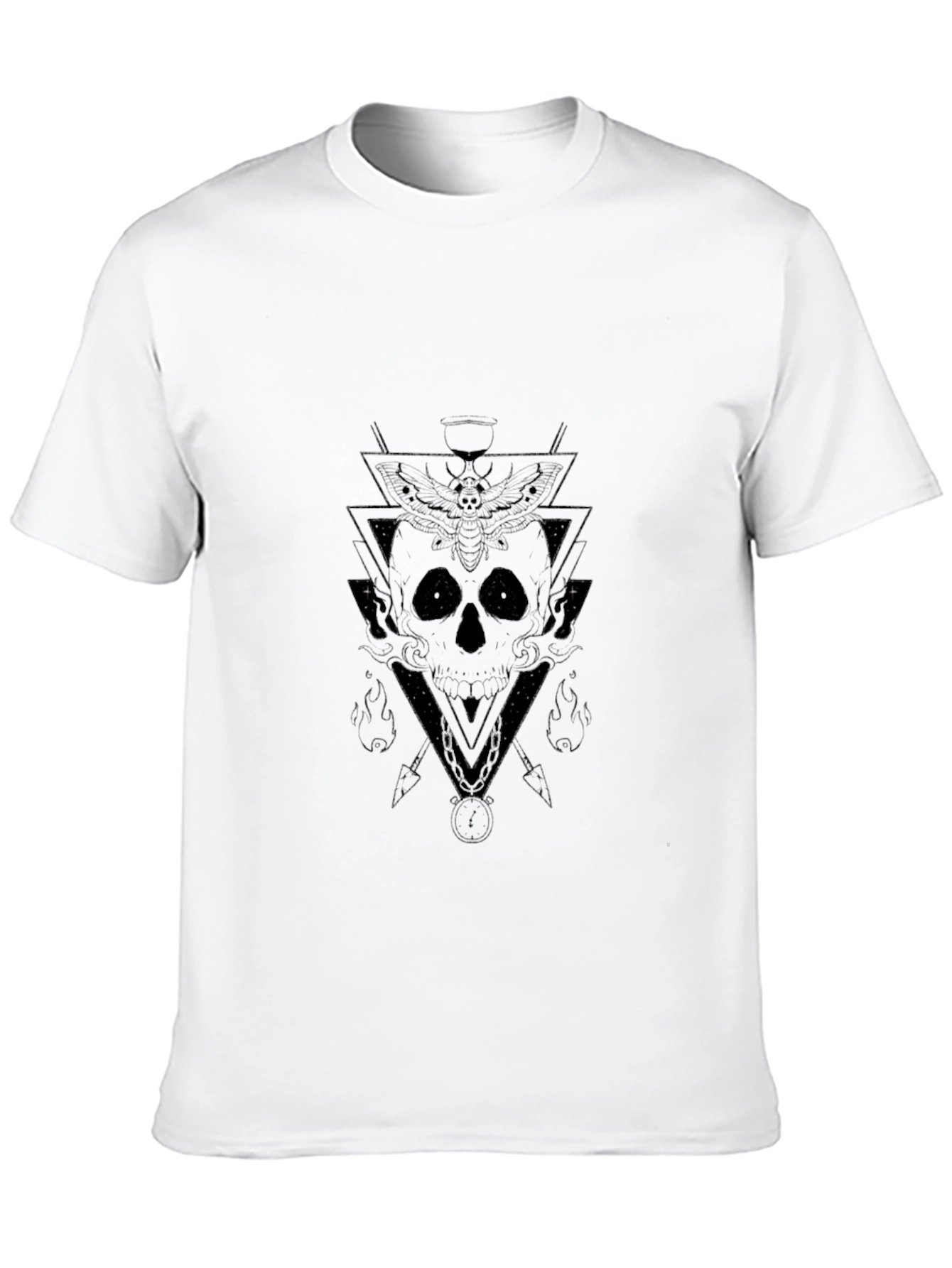 Geometric Skull Graphic Tee - Black Cotton Shirt