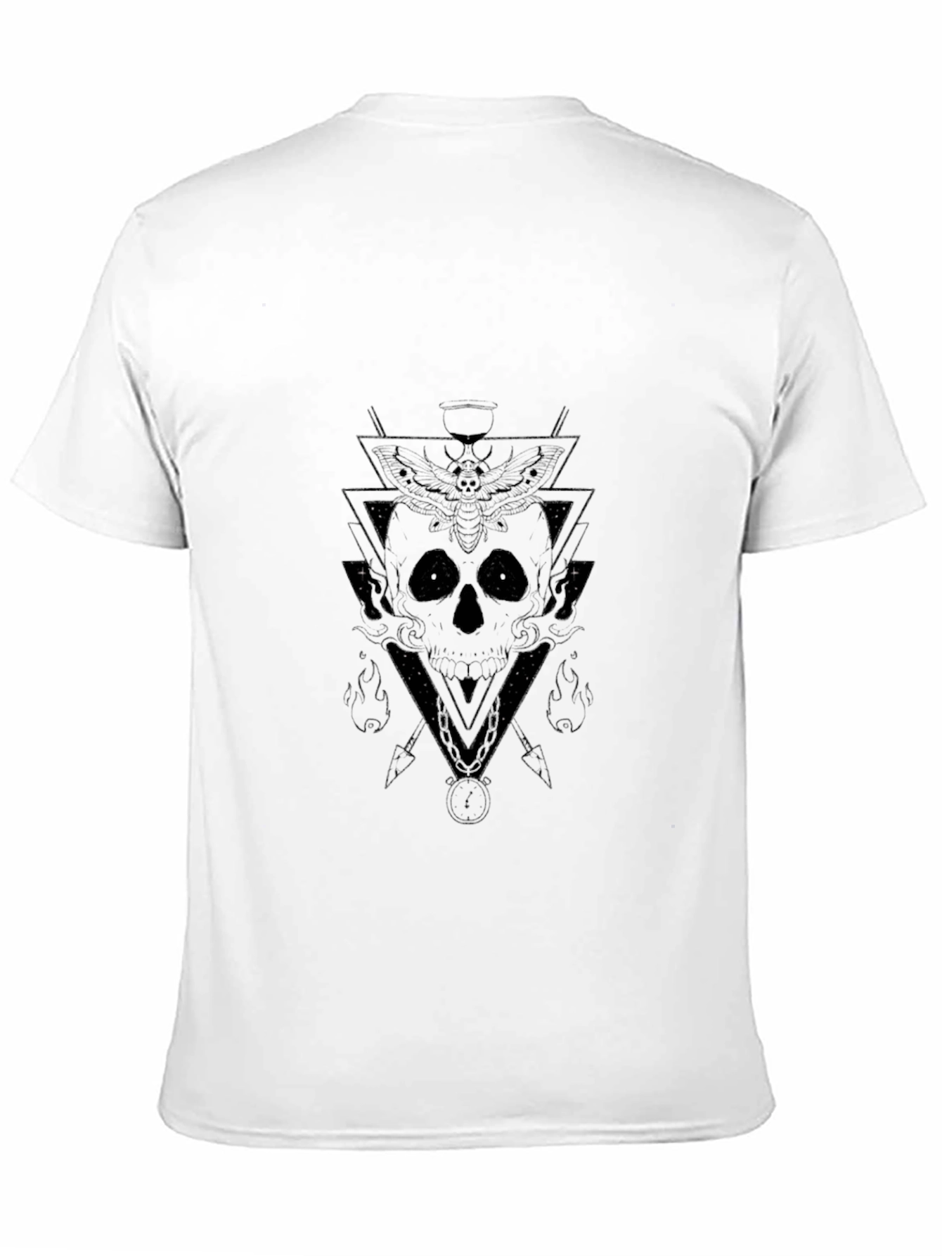 Geometric Skull Graphic Tee - Black Cotton Shirt