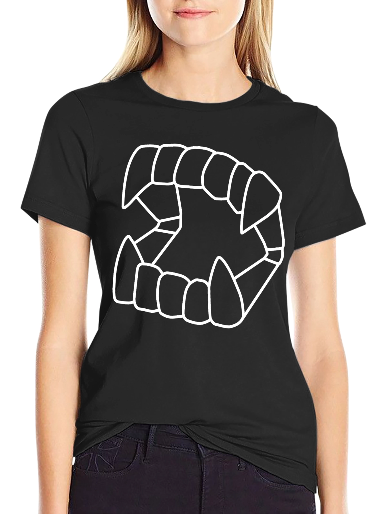 Vampire Teeth Graphic Tee - Black Cotton T-Shirt