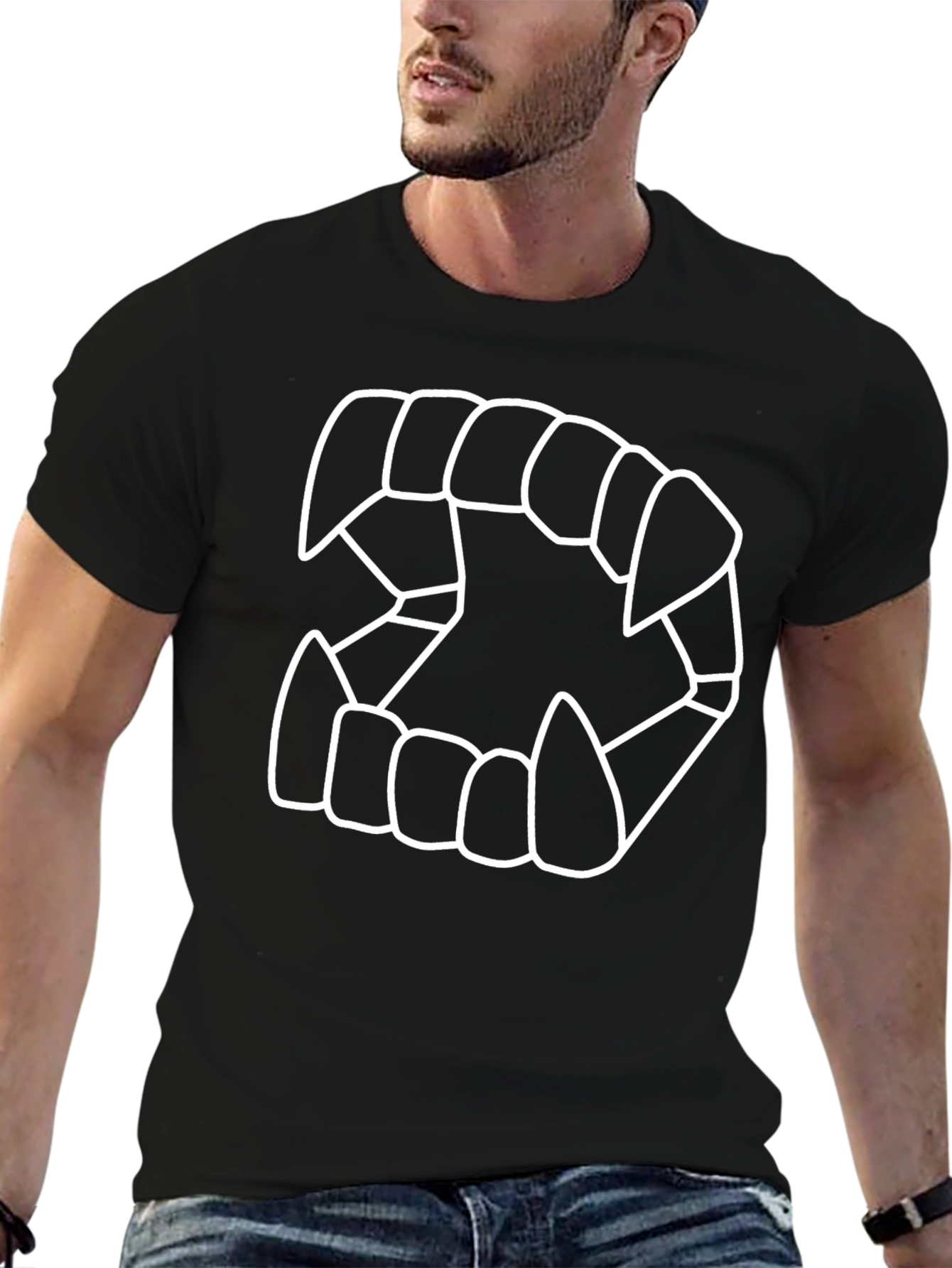 Vampire Teeth Graphic Tee - Black Cotton T-Shirt