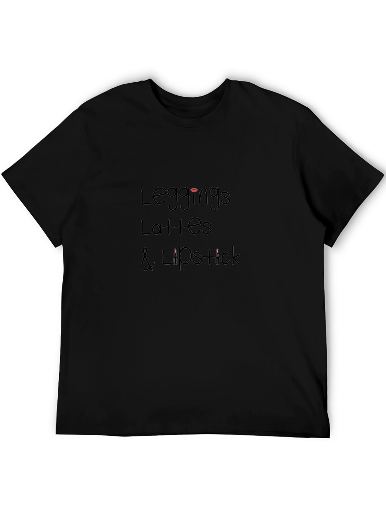 Leggings Lattes and Lipstick Graphic Tee - Black
