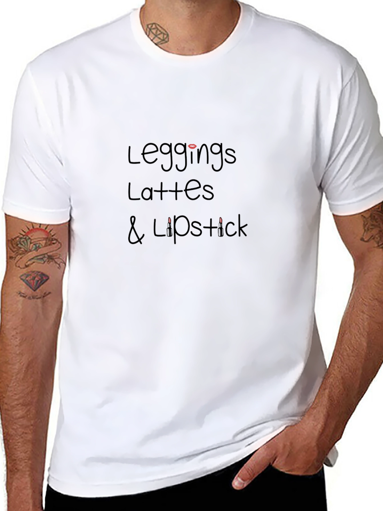 Leggings Lattes and Lipstick Graphic Tee - Black