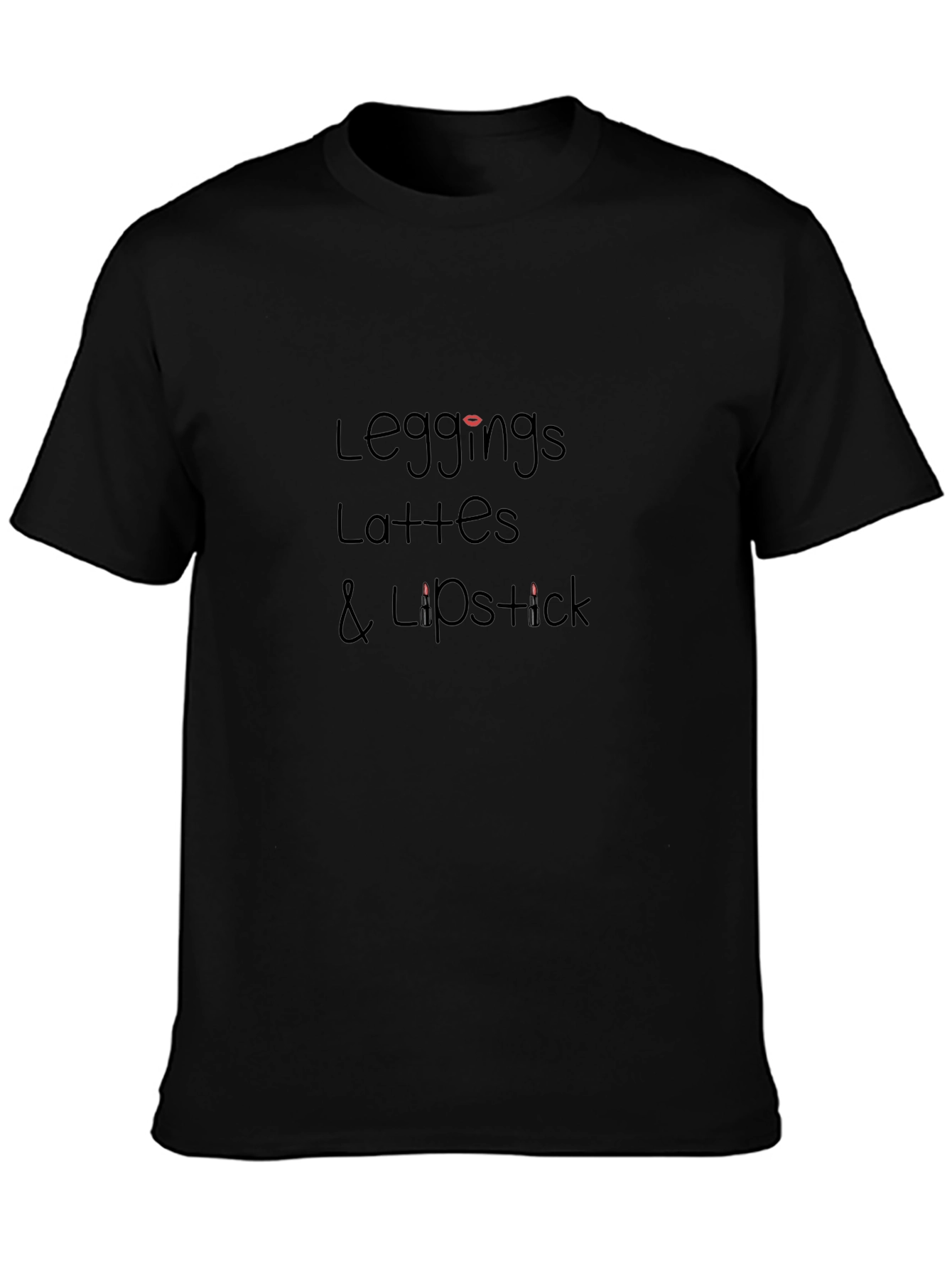 Leggings Lattes and Lipstick Graphic Tee - Black