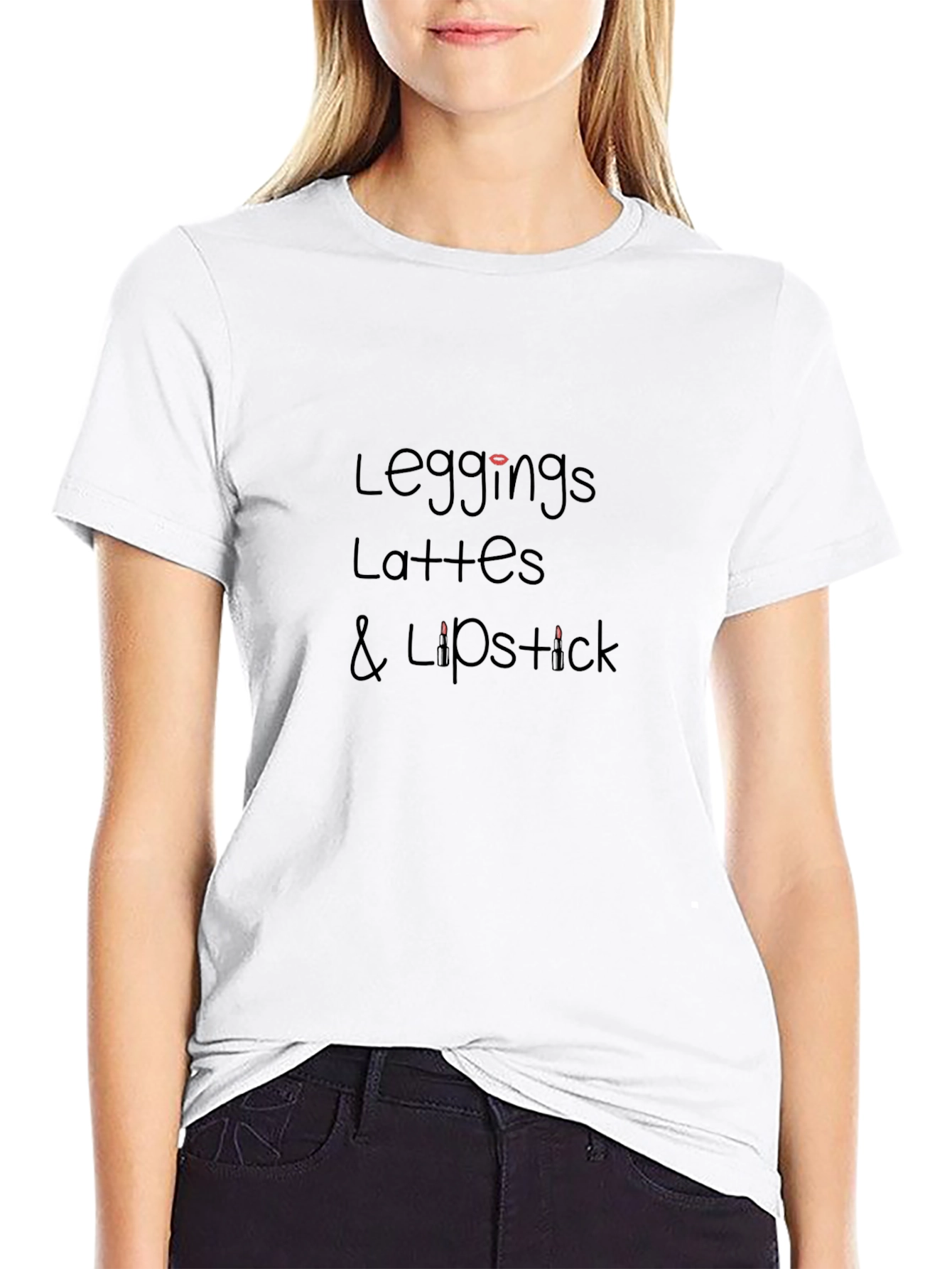 Leggings Lattes and Lipstick Graphic Tee - Black