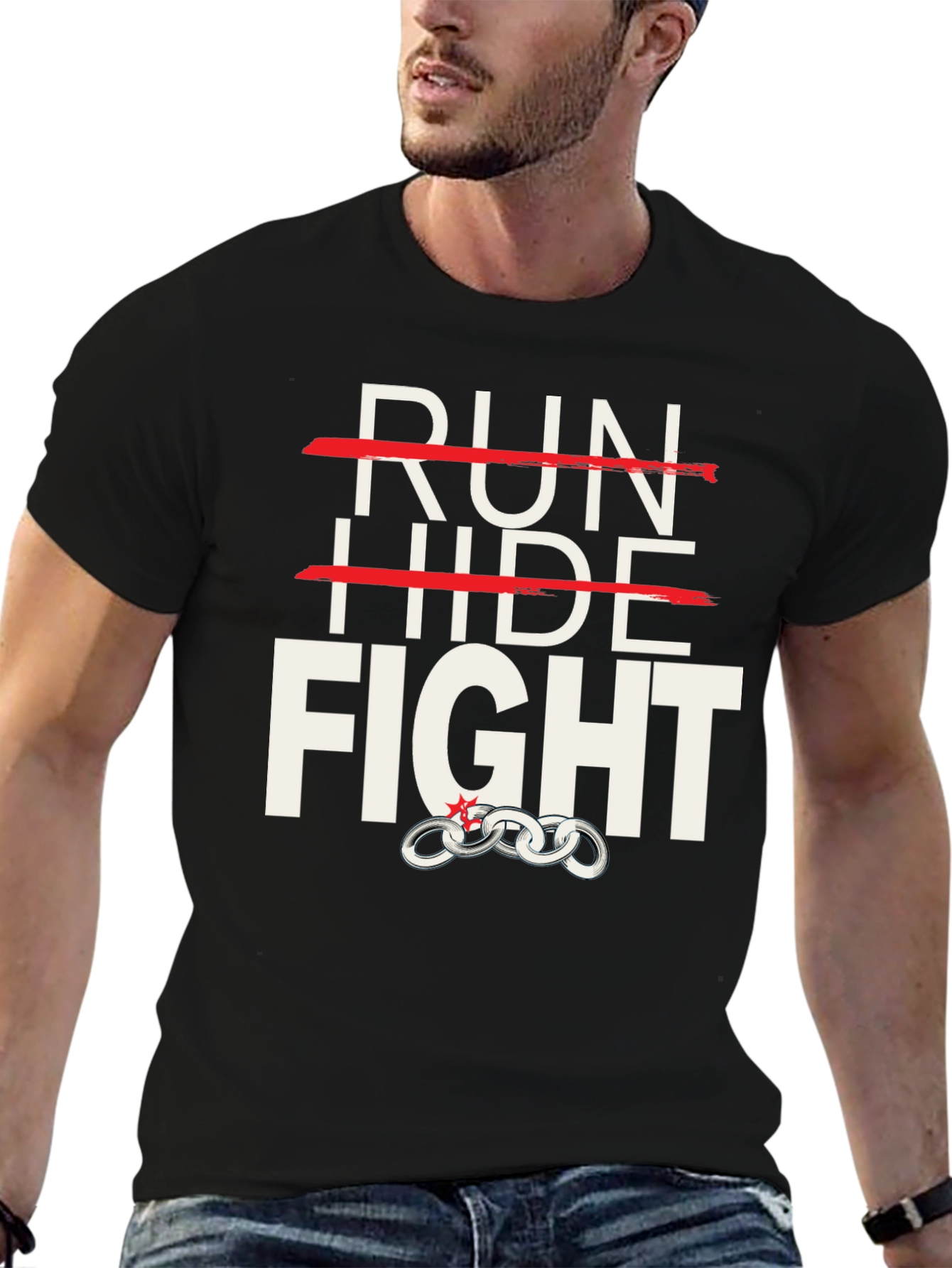 Run Hide Fight Graphic T-Shirt