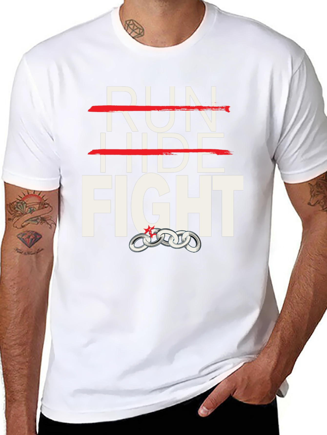 Run Hide Fight Graphic T-Shirt