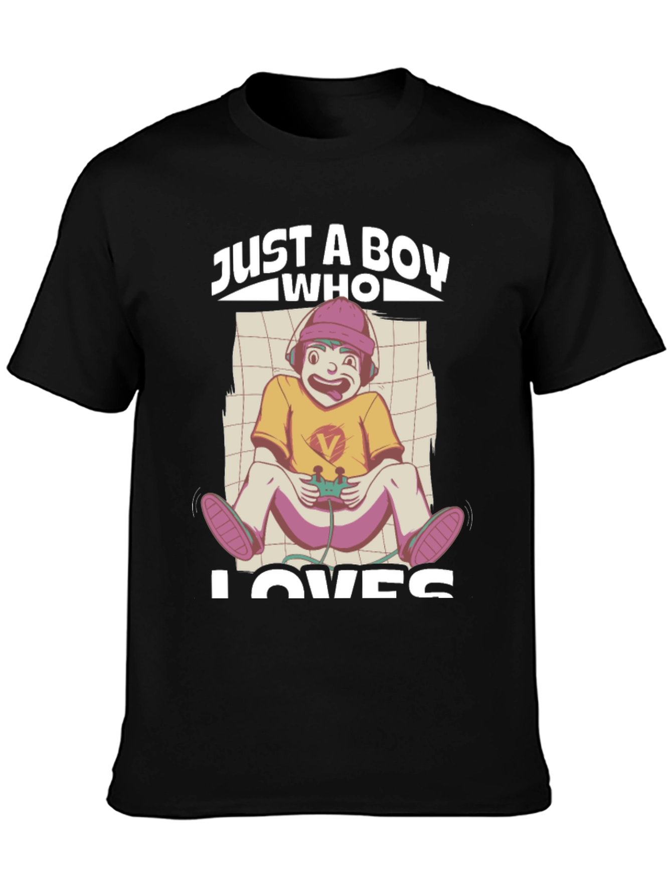 Just a Boy Who Loves Gaming Black T-Shirt