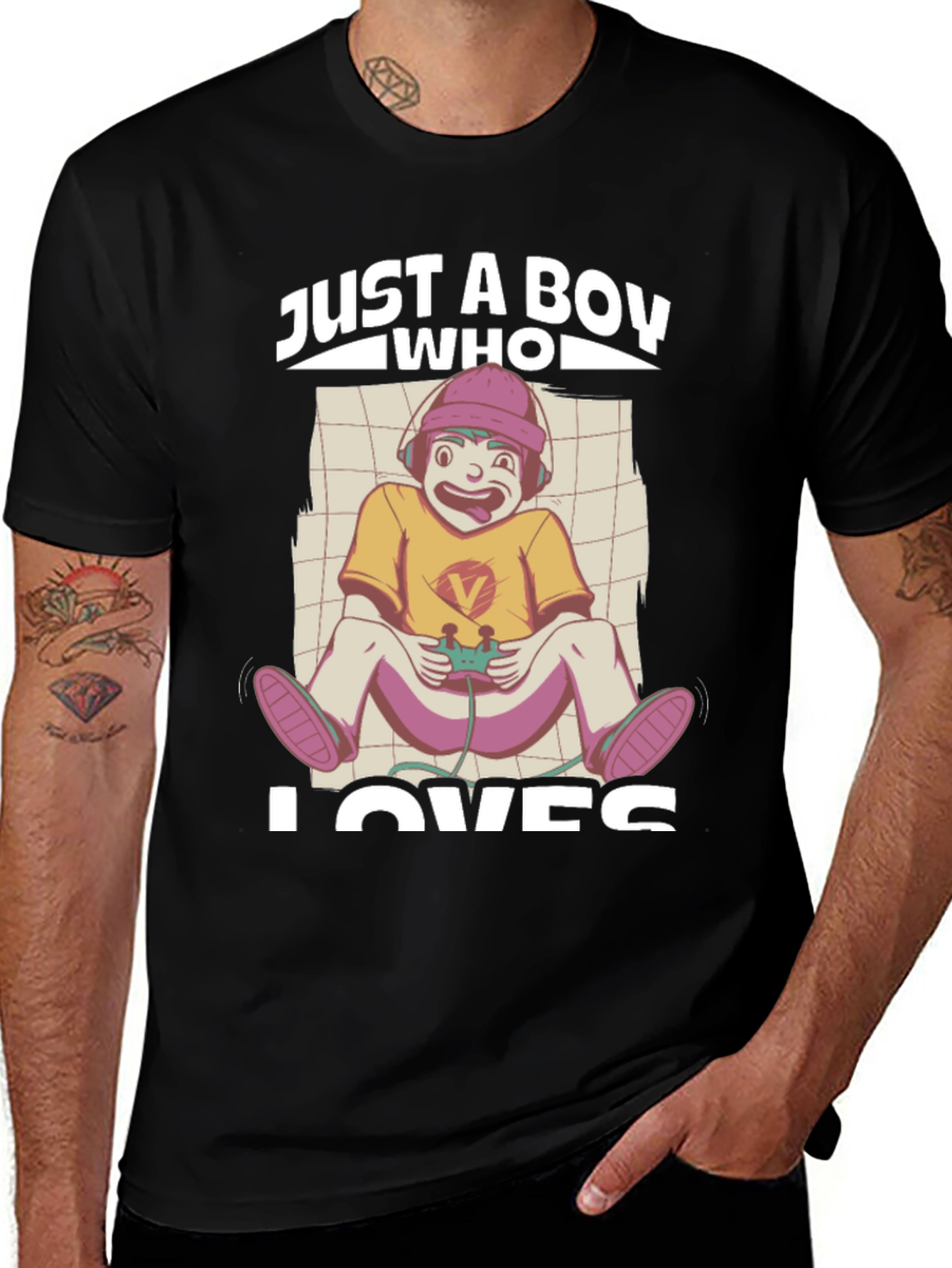 Just a Boy Who Loves Gaming Black T-Shirt