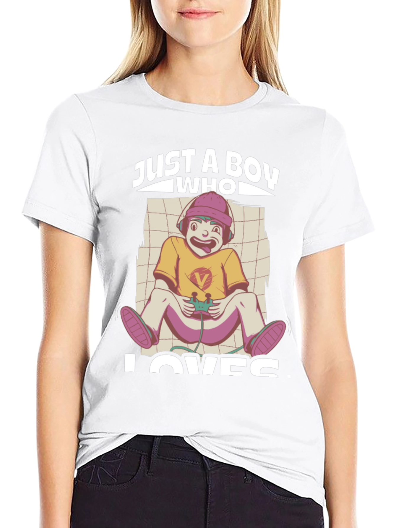 Just a Boy Who Loves Gaming Black T-Shirt