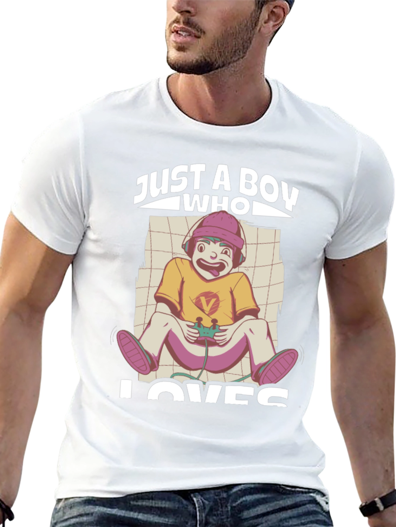Just a Boy Who Loves Gaming Black T-Shirt