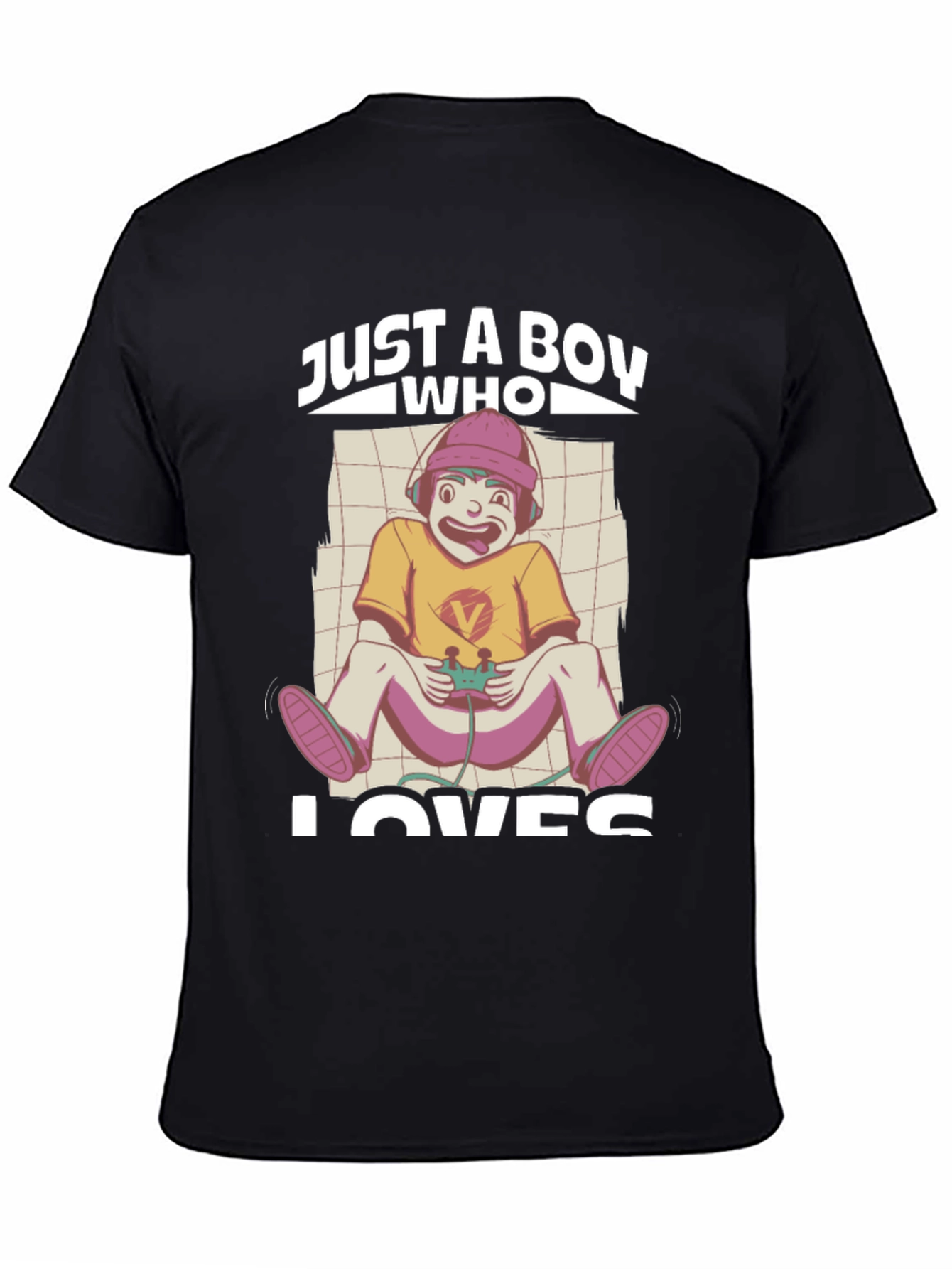 Just a Boy Who Loves Gaming Black T-Shirt