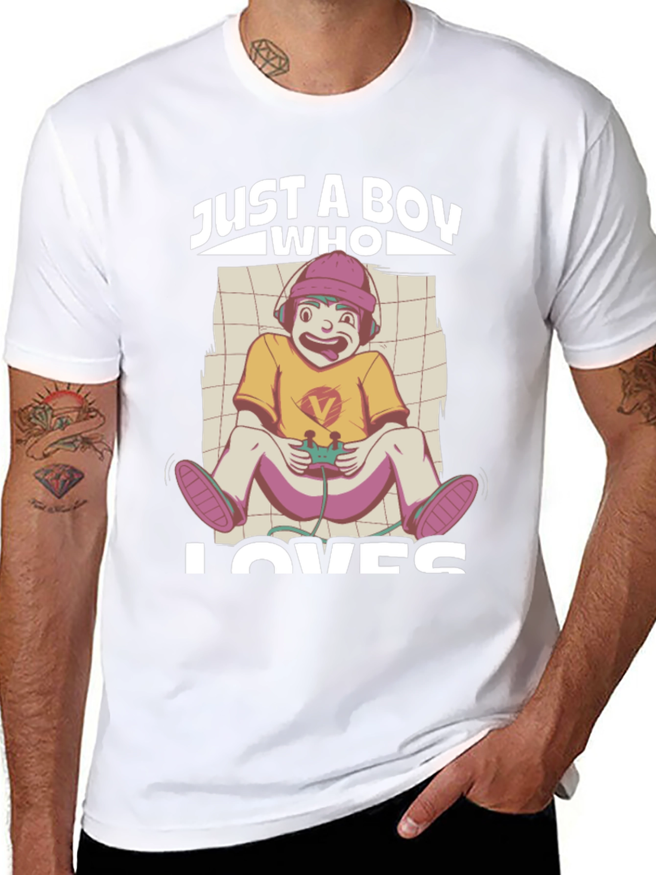 Just a Boy Who Loves Gaming Black T-Shirt