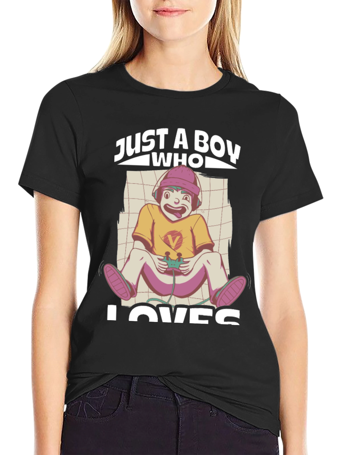 Just a Boy Who Loves Gaming Black T-Shirt