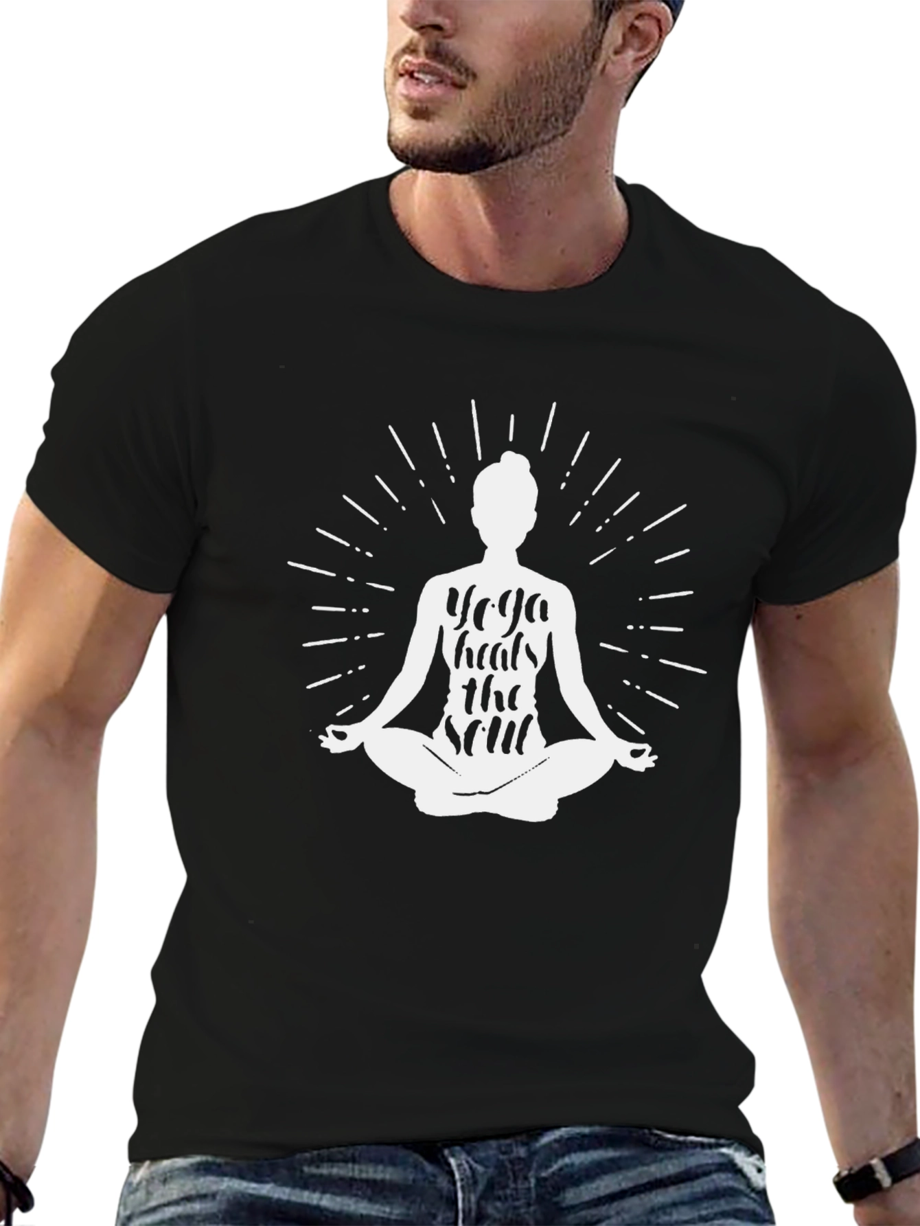 Yoga Heals Soul Black Graphic Tee