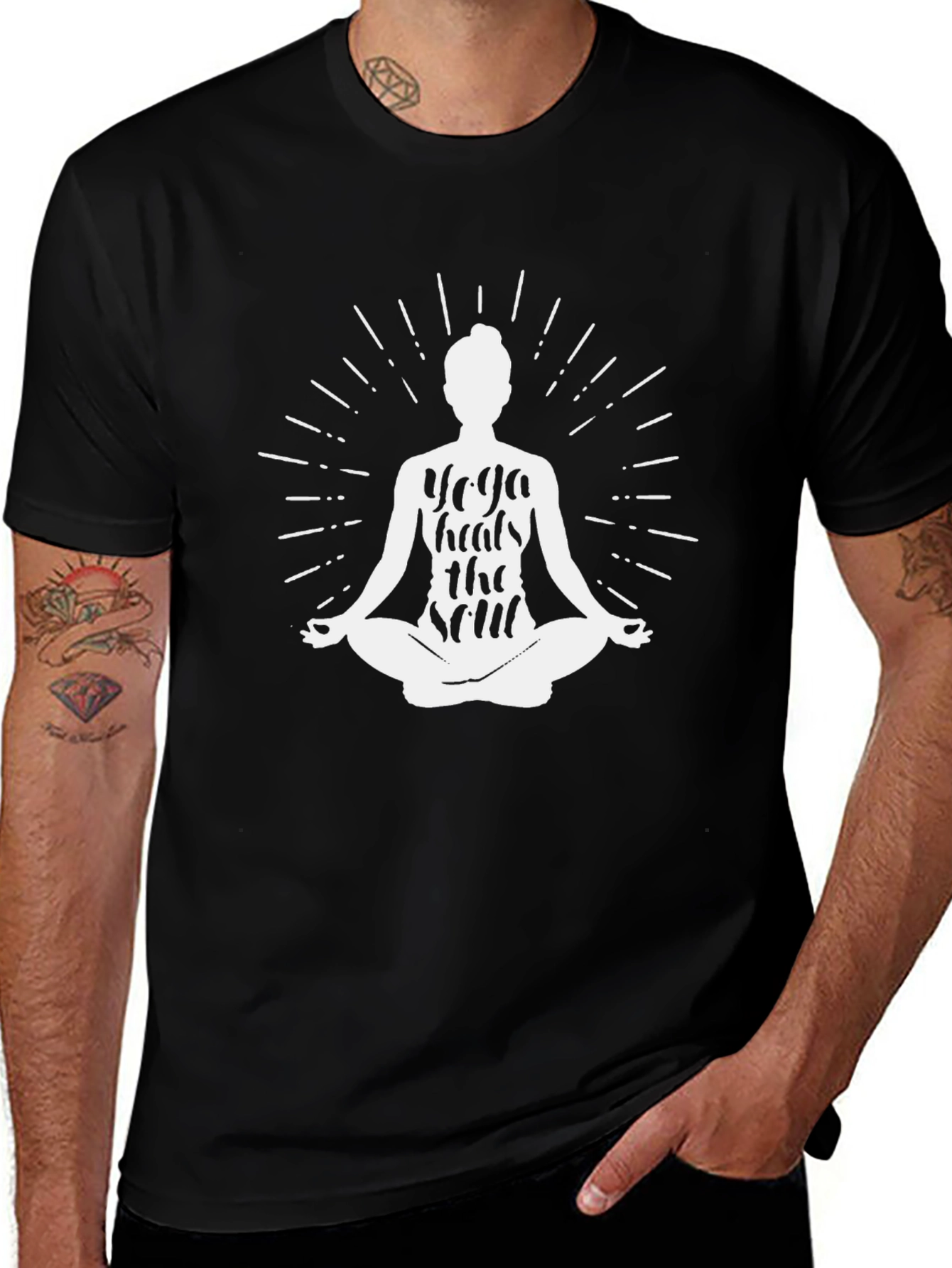 Yoga Heals Soul Black Graphic Tee