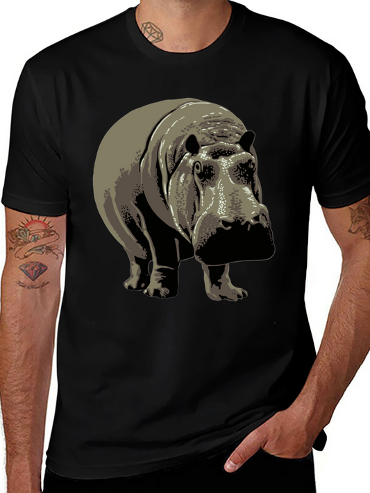 Hippo Graphic Print Crew Neck T-Shirt