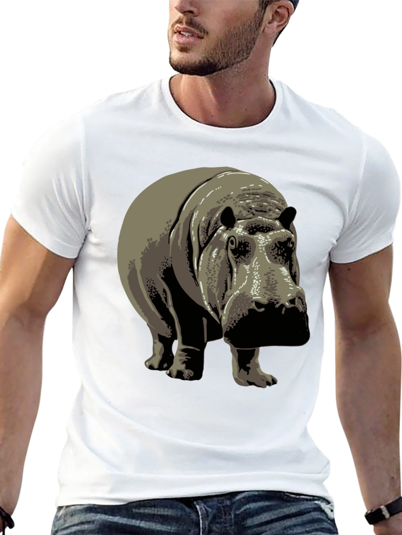 Hippo Graphic Print Crew Neck T-Shirt