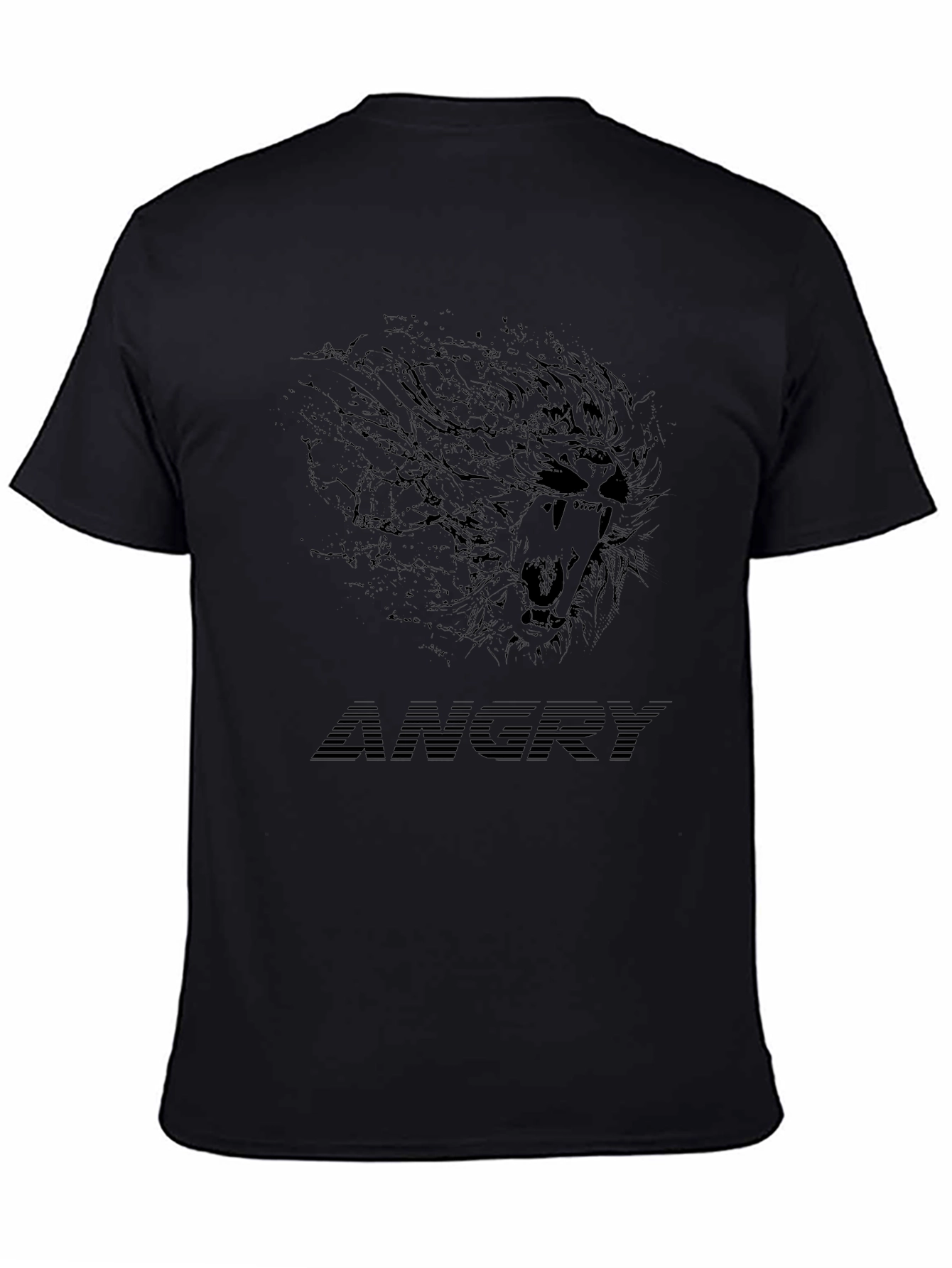 Angry Lion Graphic Black T-Shirt