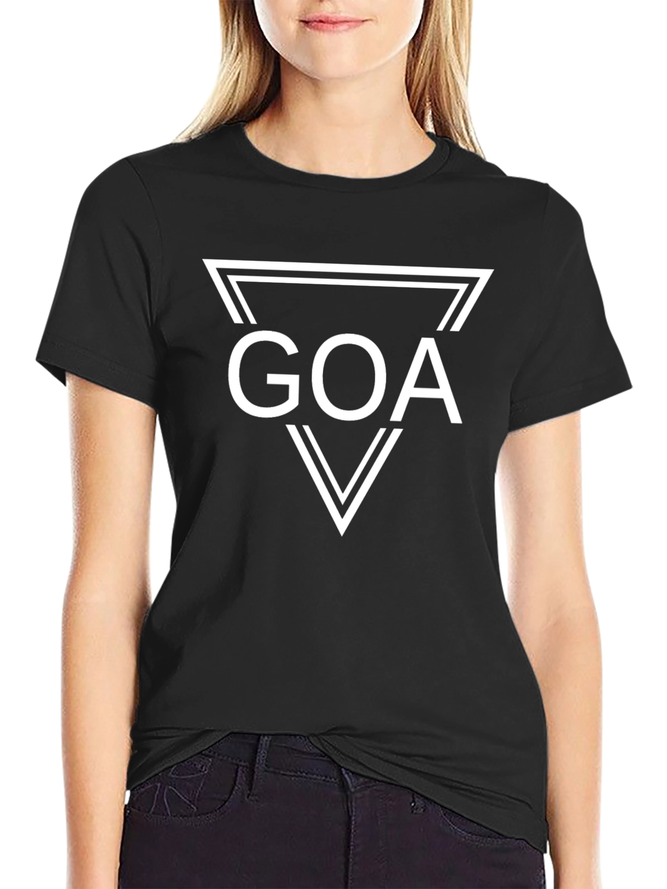Goa Triangle Graphic Print Black T-Shirt