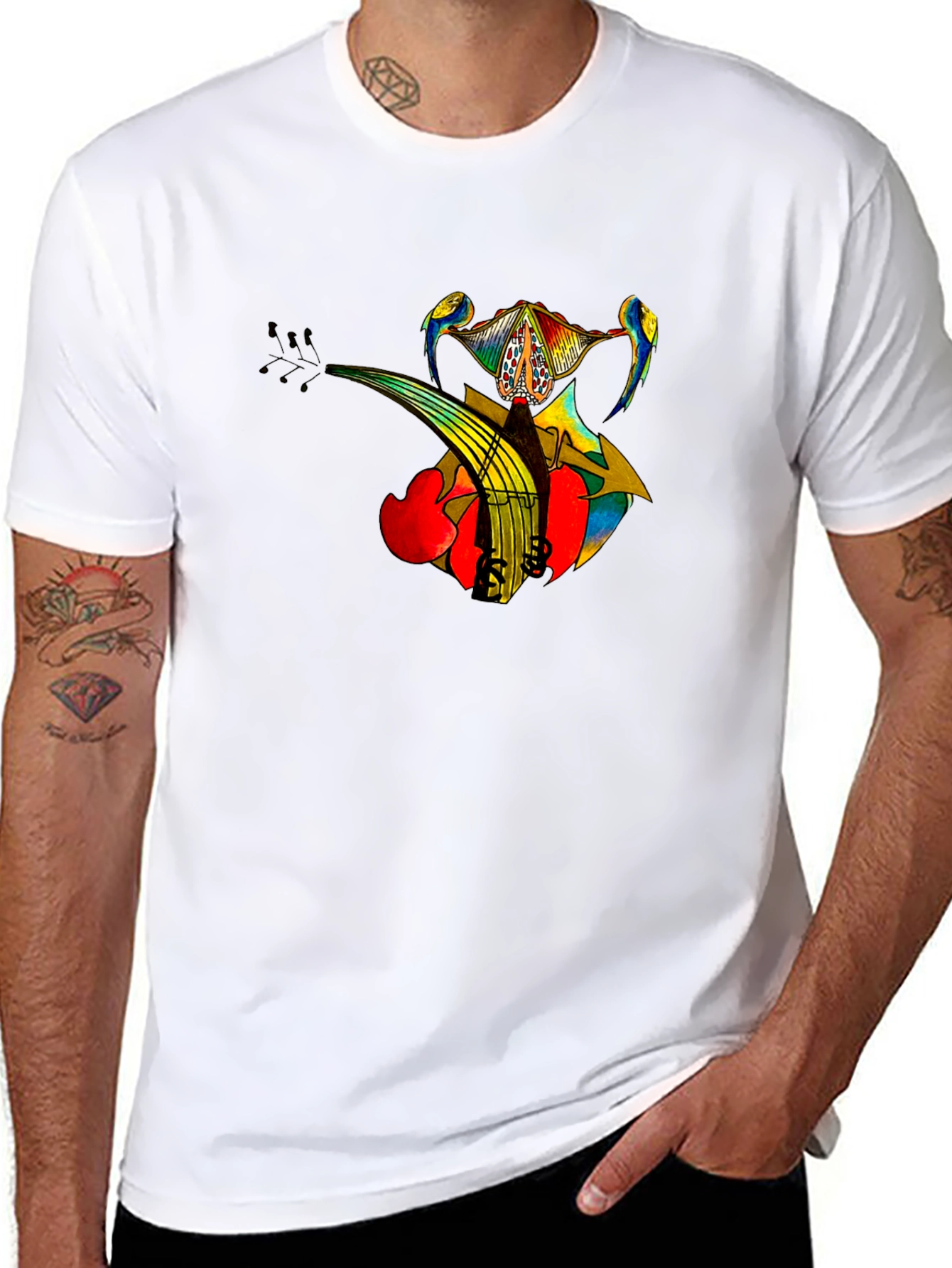 Abstract Music Graphic Black T-Shirt