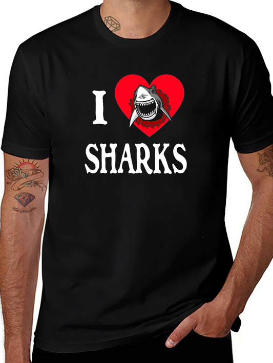 I Heart Sharks Graphic T-Shirt - Black Cotton Tee