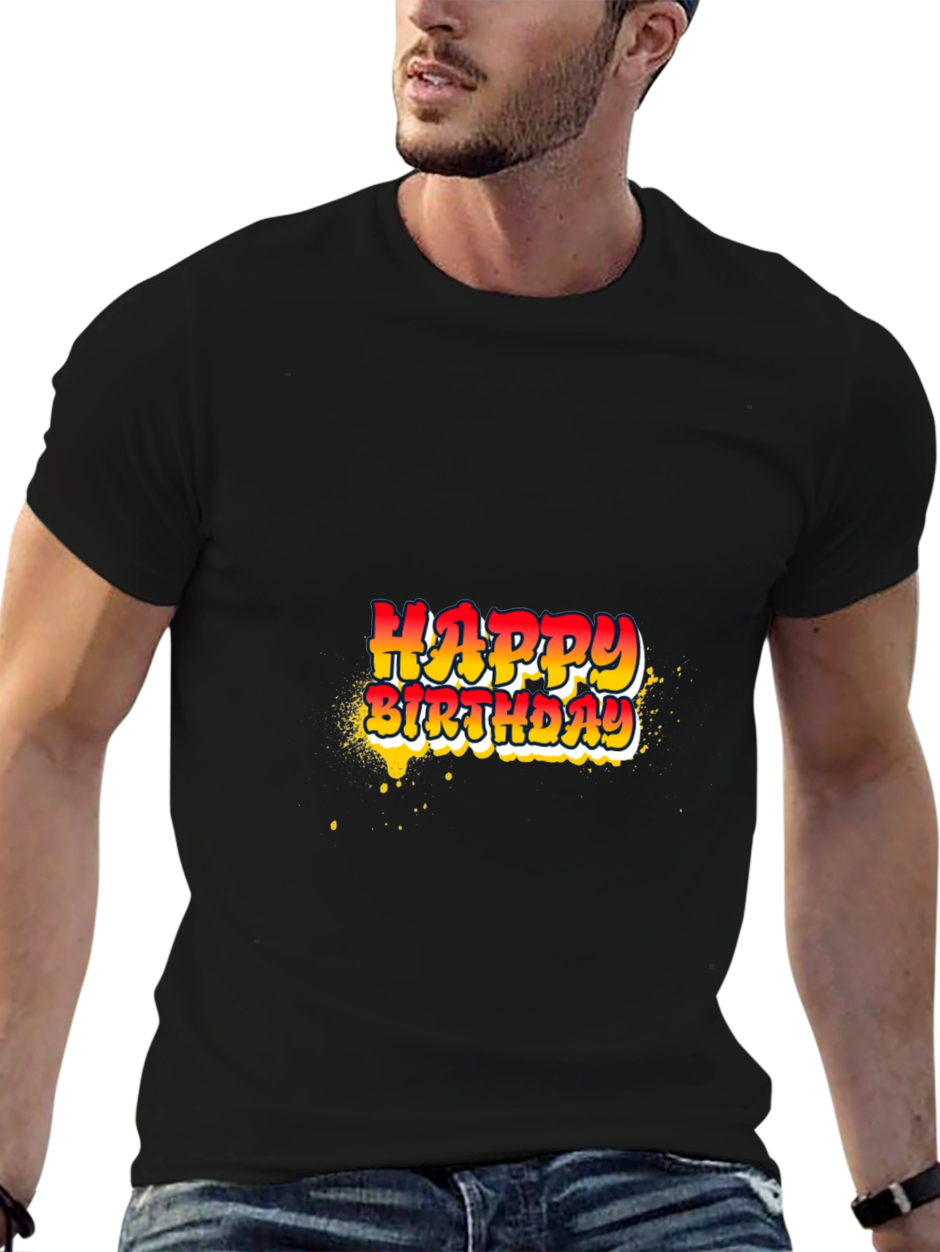 Happy Birthday Graphic Tee - Black