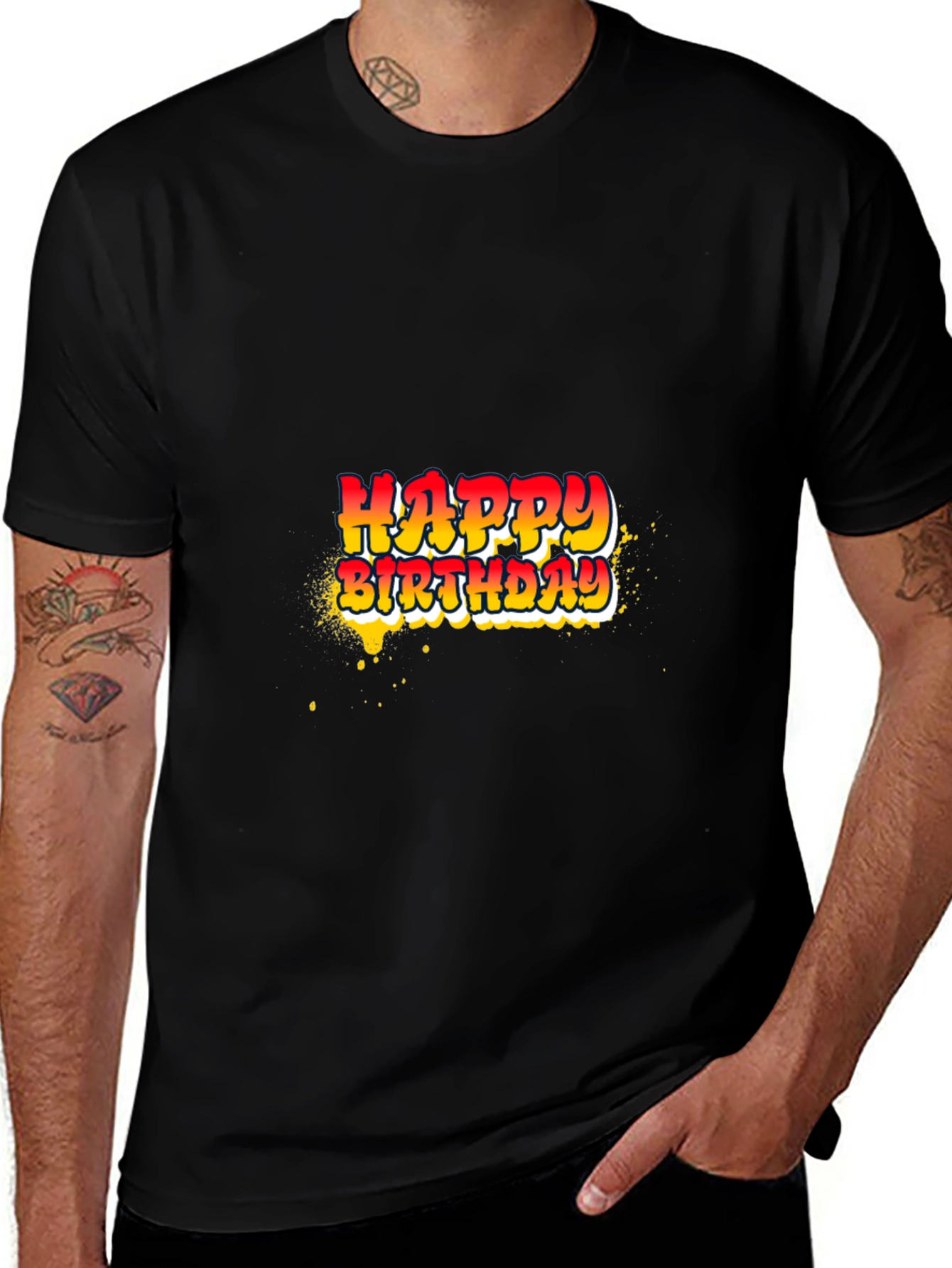 Happy Birthday Graphic Tee - Black