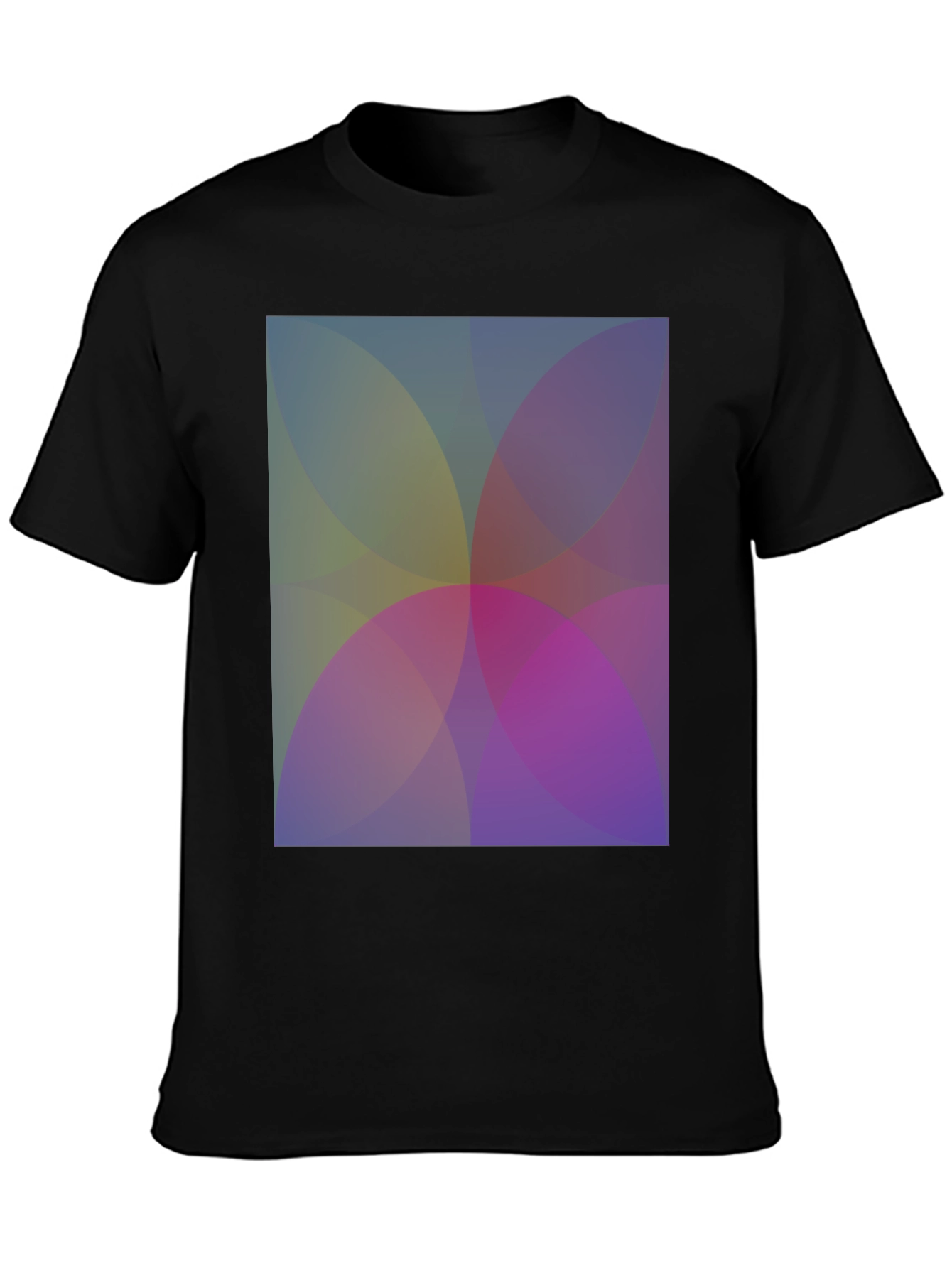Abstract Overlapping Circles Graphic Black T-Shirt