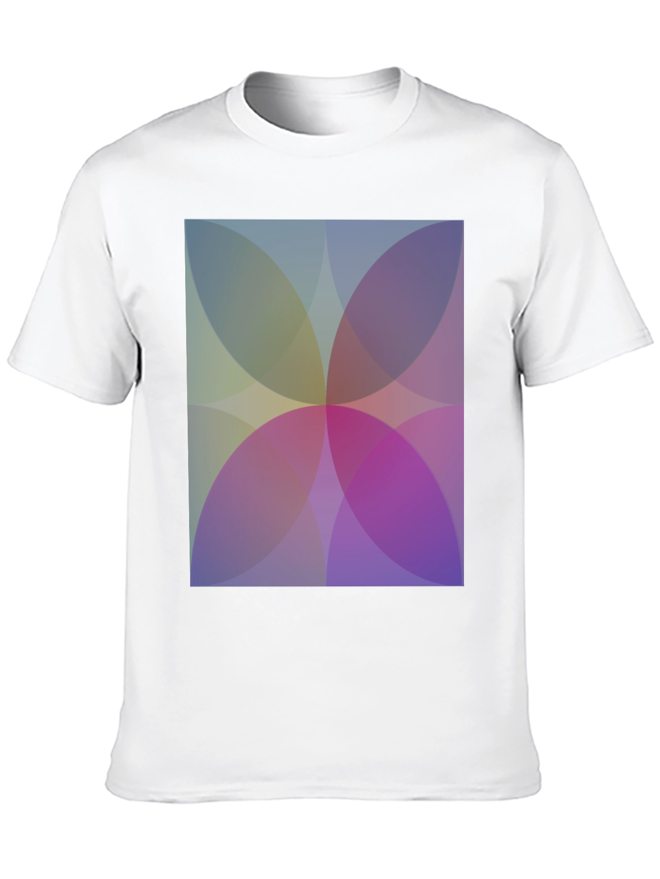 Abstract Overlapping Circles Graphic Black T-Shirt