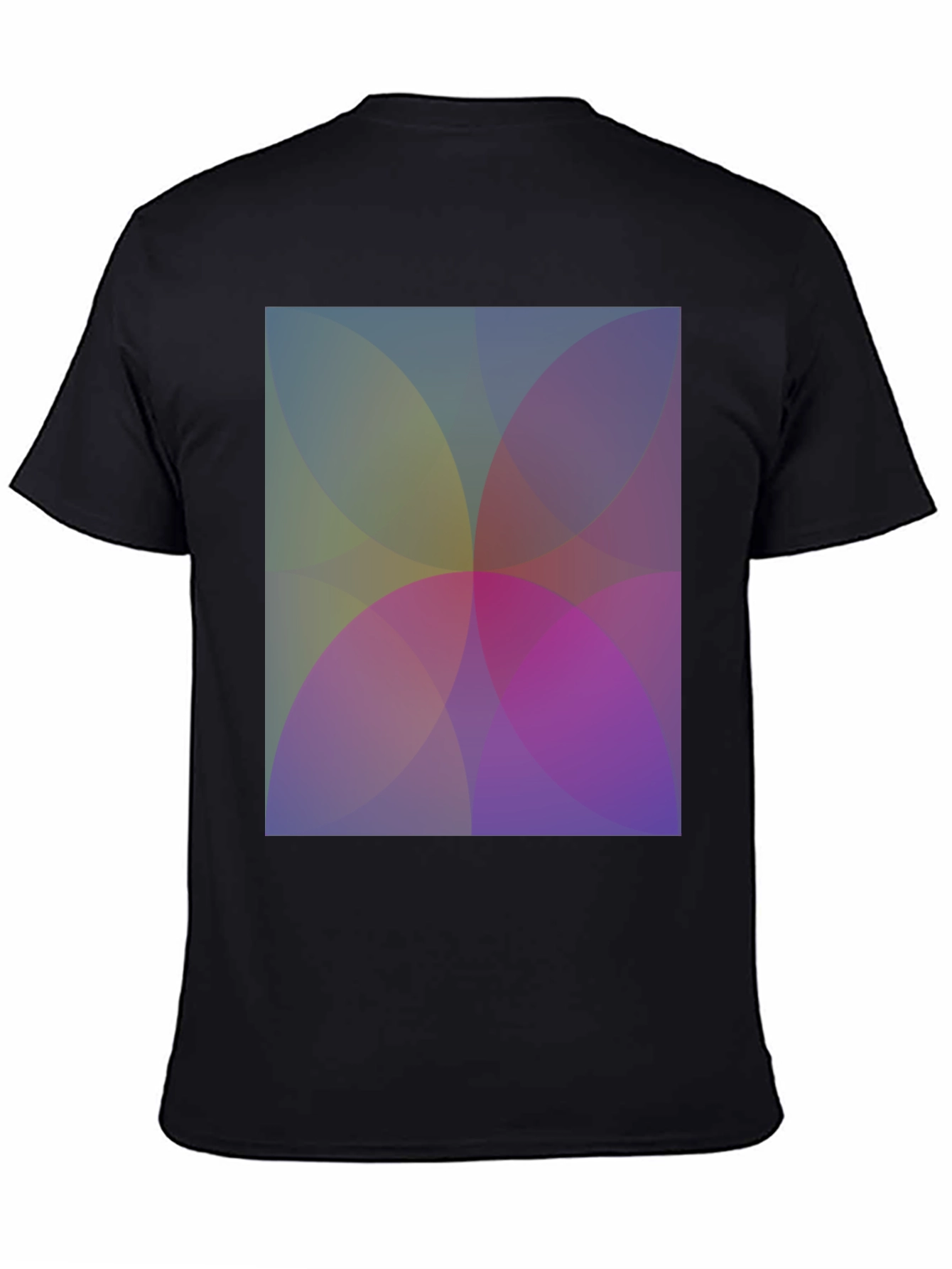 Abstract Overlapping Circles Graphic Black T-Shirt