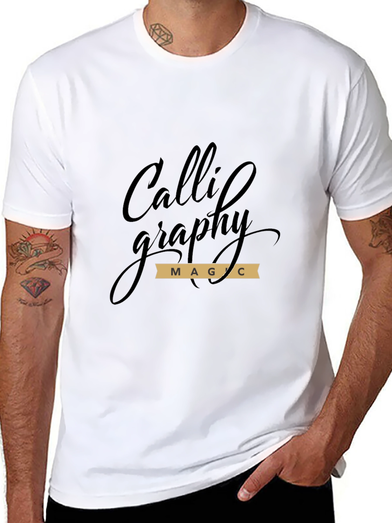 Calligraphy Magic Black Graphic T-Shirt